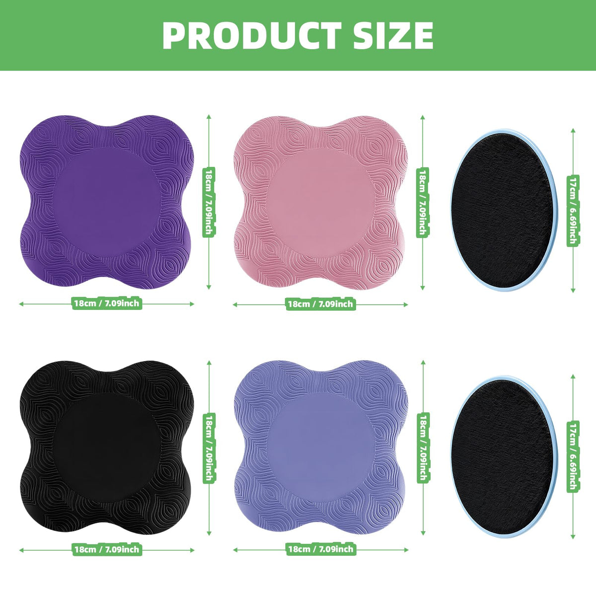 4 Pack Yoga Knee Pads Mat Setyoga, Comfortable Yoga Kneeling Mat for Knees Elbows Wrists and Head Unisex Support Foam, 4 Pack Mixed Colors