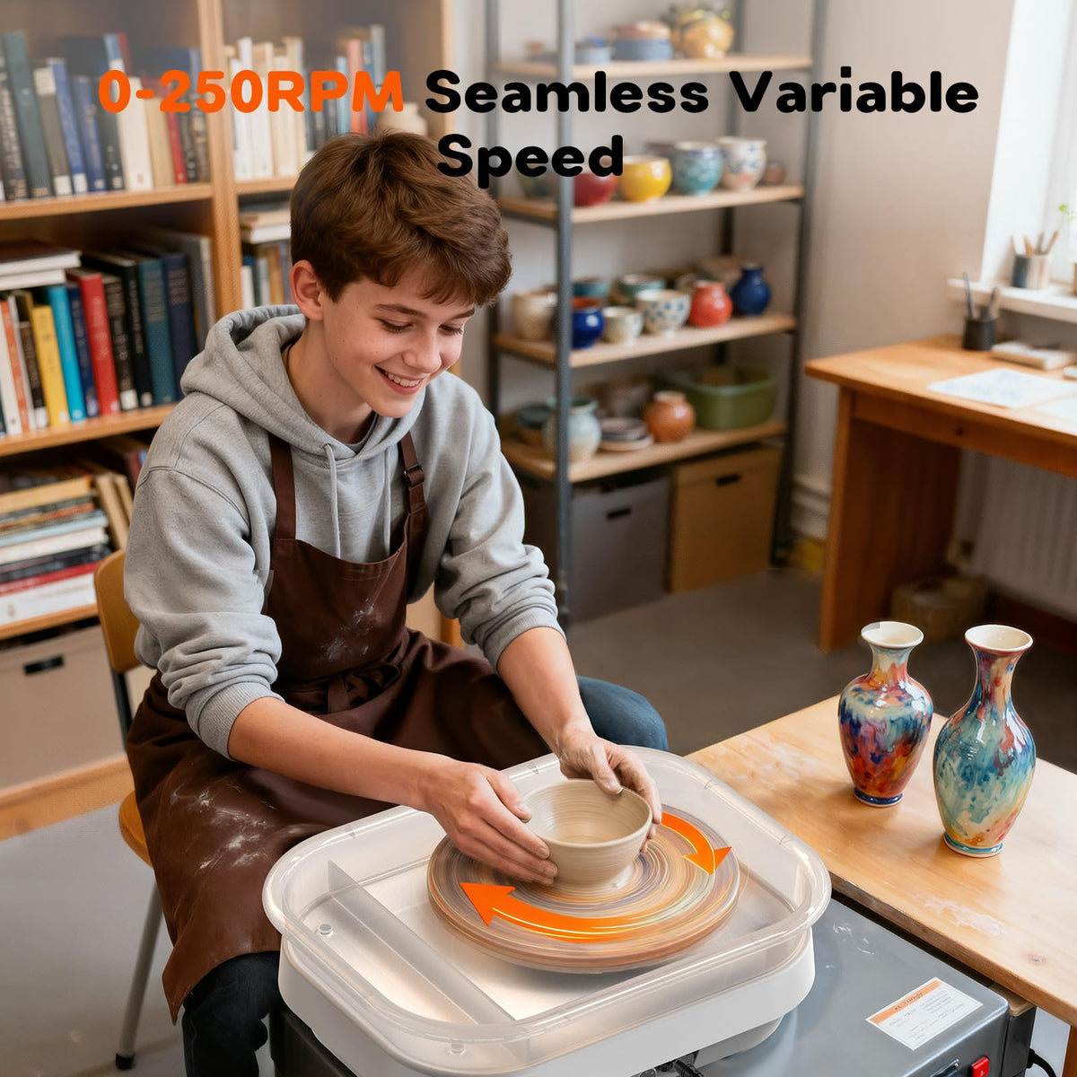 Alldeer Pottery Wheel for Adults, Kids, Teens, Beginner, Professional - 7" Turnable Eletric Clay Spinner with Adjustable Speed & Removable Tray, Ceramic Home Kit, DIY Set Gift for Artists & Hobbyists