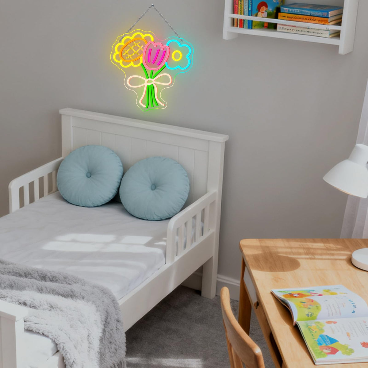 3 Flower Neon Sign Flower Neon LED Lights Cool Warm White Yellow Acrylic Wall Mount LED Boho Decorative Signage USB Powered Summer Retro Light up Sign for Wall Window Bedroom Wedding Birthday Party Decoration for Mother's Day