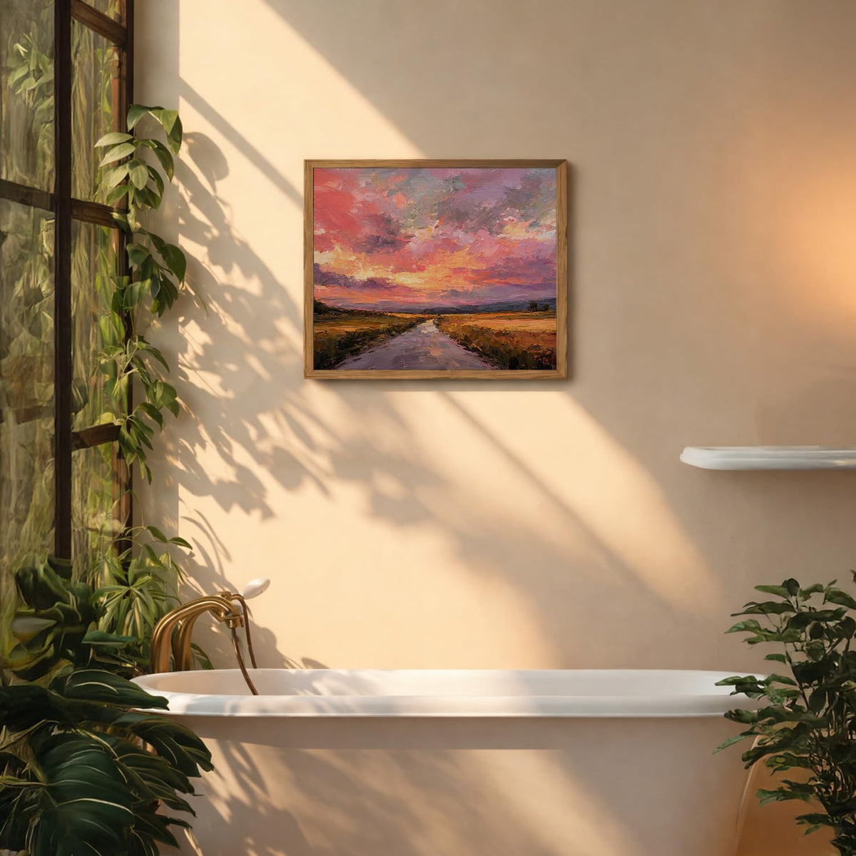 FUHYGU Pink Pastel Sunset Landscape Diamond Art Kits for Adults Beginners, Impressionist Pink and Orange Country Sunset Landscape DIY Gem Diamond Painting Art Kits for Home Wall Decor, 11.8x9.8 Inch
