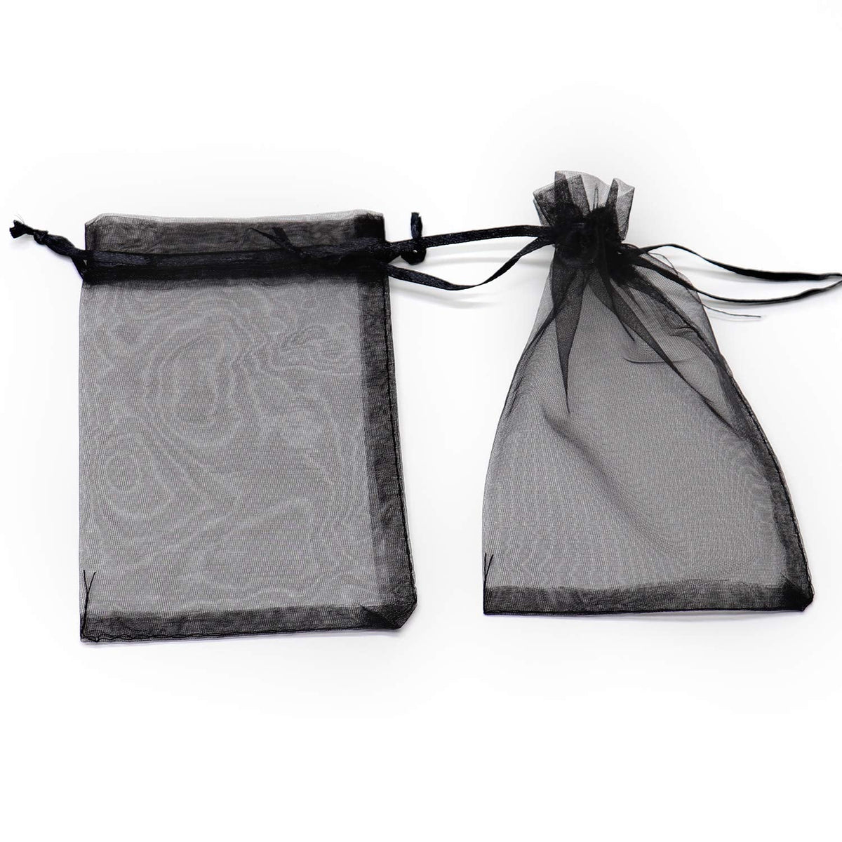 Bezall 100Pcs Organza Bags 6x8 Inch, Black Halloween Party Favor Bags with Drawstring, Mesh Jewelry Gift Bag Christmas Candy Pouches