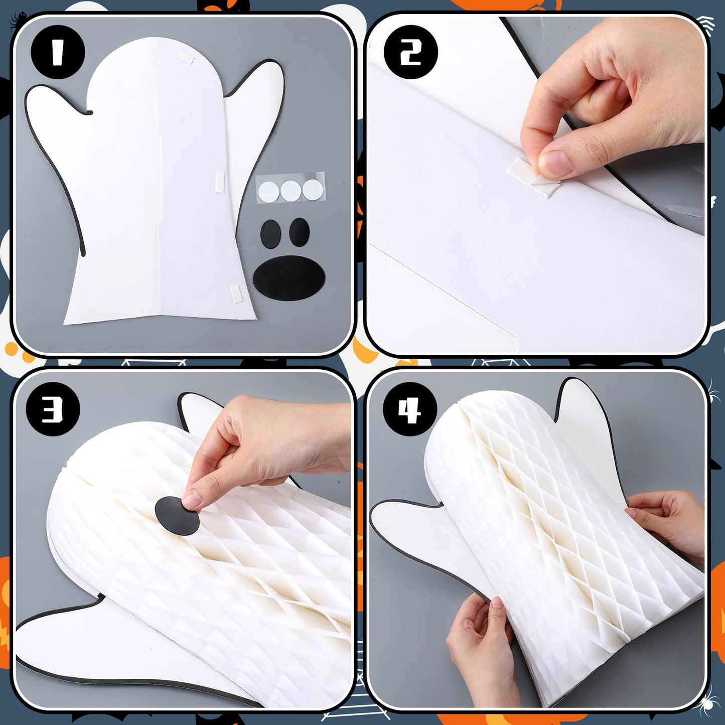 Bencailor 3 Pcs Ghost Table Decorations Christmas Honeycomb Decorations Ghost Table Centerpiece Halloween Christmas Party Decoration Topper for Party Home Room Desk Decor(White)