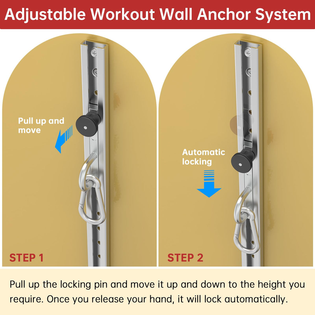 2 PCS Resistance Bands Wall Anchor Exercise Equipment Platform Base(Length 40"),Adjustable Wall-Mounted Anchor Multi-Purpose Fitness System for Complete Full Body Strength Training-Black