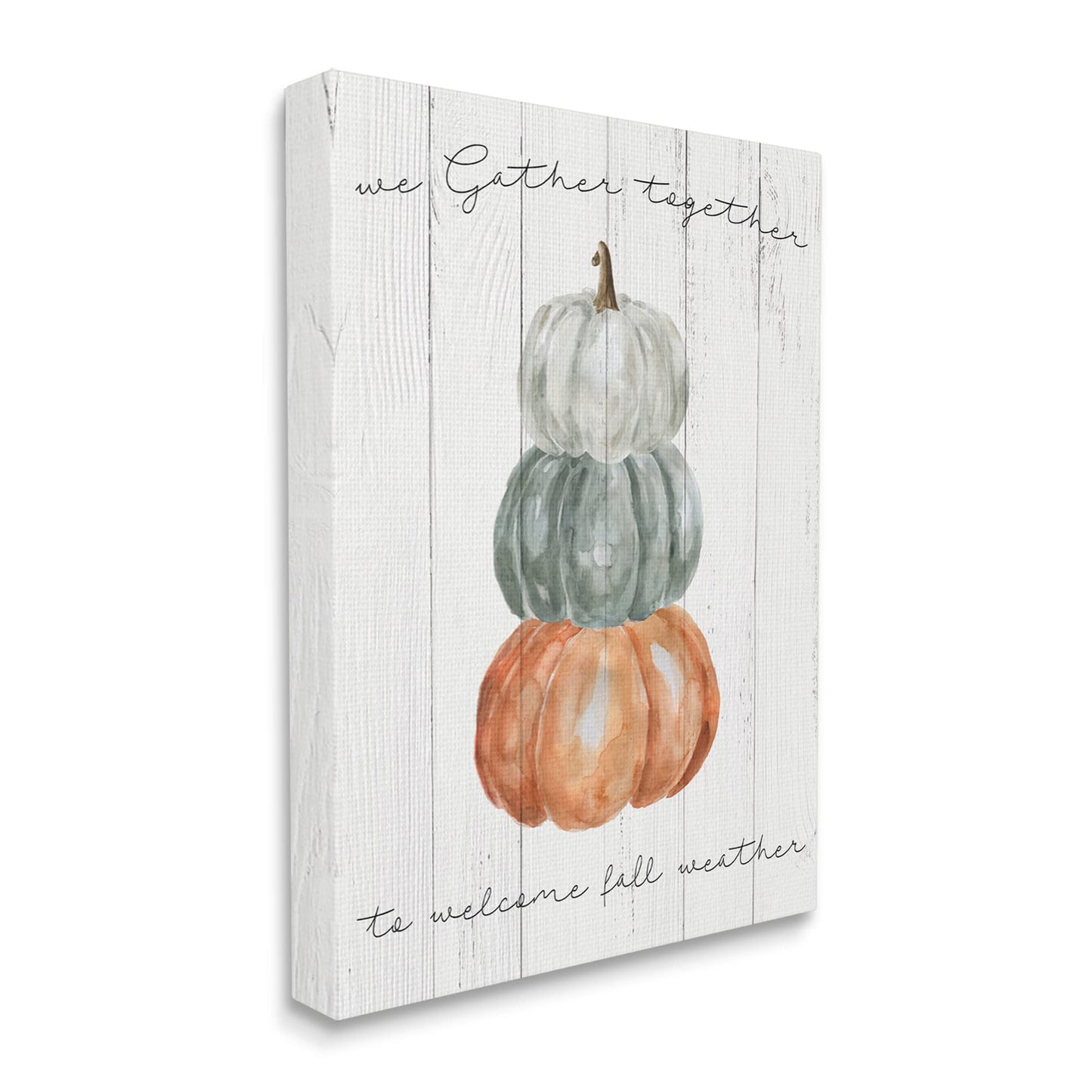Stupell Industries 'Gather Together Fall Weather Pumpkins ', Canvas Art, 16 x 20 Inches, Easy to Hang and Sturdy, Made in USA, by Livi Finn