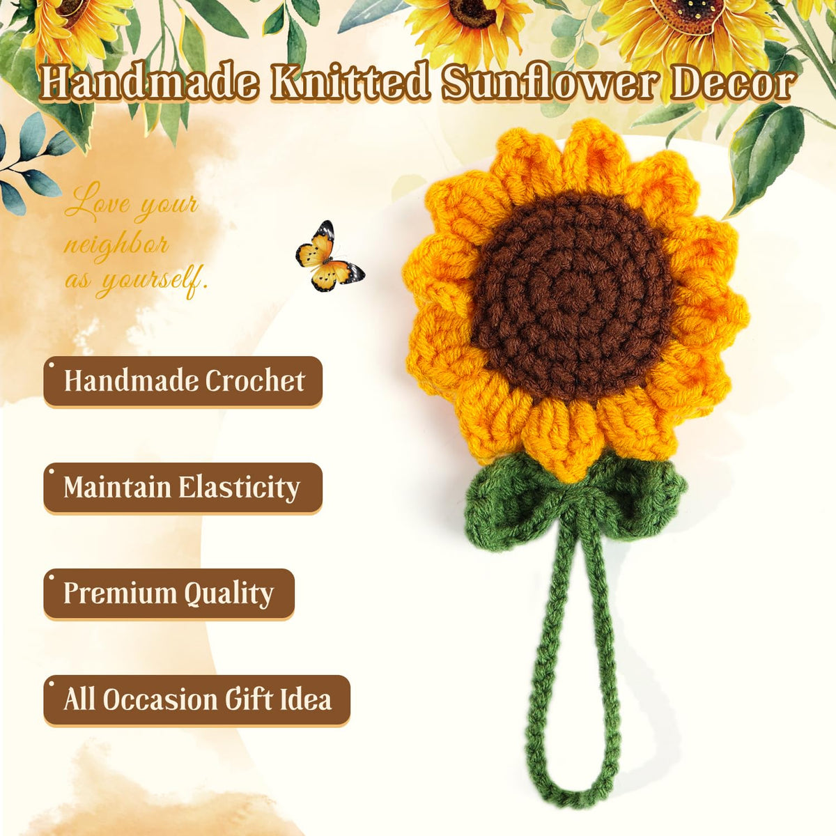 Sunflower Planner Gift Set for Women - 1 Sticker Book of 600+ Stickers, 1 Weekly Planner, 1 Crochet Keychain, 1 Metal Bookmark, 12 Prayer Cards, Gift for Women Men Teens Christian Birthday Mothers Day