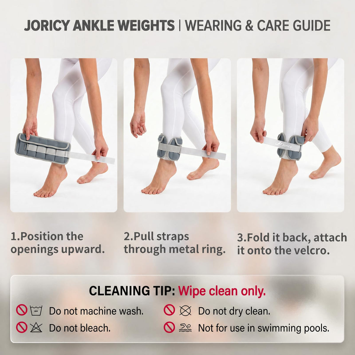 Adjustable Ankle Weights for Women Men 1-10 LBS 1 Pair Wrist Leg Arm Weights with Removable Weight, Strength Training Weight for Jogging, Walking, Running, Fitness, Gym Workout, Grey