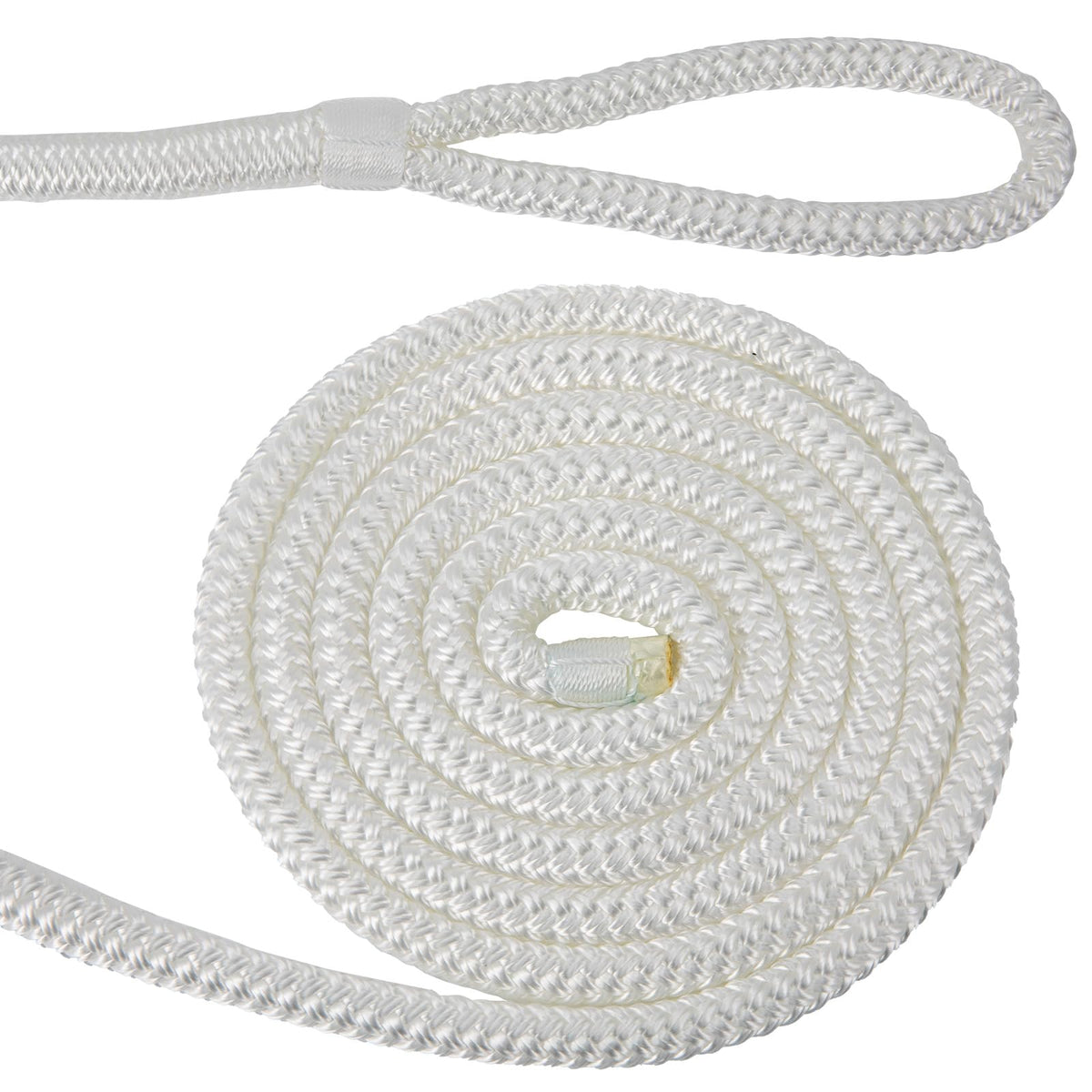 2 Pack 3/8'' x 6' Boat Fender Lines for Mooring, Docking Ties & Small Boat,Premium Marine- Grade Double Braided Nylon Boat Rope with a 5" Eyelet,Anti-Wear & Weather-Resistant-White