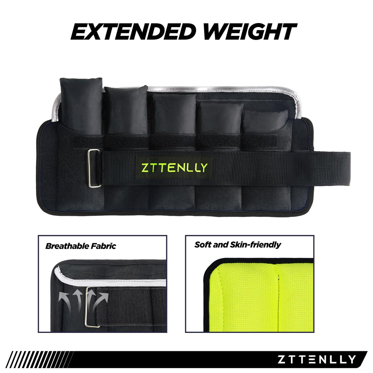 Adjustable Ankle Weights 1-5/10/15/20LBS Pair with Carry Bag - Breathable Fabrics, Reflective Trim - Strength Training Leg Wrist Arm Ankle Walking Weights Sets for Women Men Kids