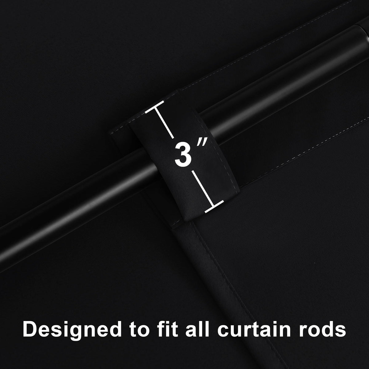 Hiasan Black Blackout Curtains for Bedroom 72 inches Long Rod Pocket Thermal Blackout Curtains Noise Blocking with Tiebacks Halloween Drapes for Living Room,52" x 72",Set of 2