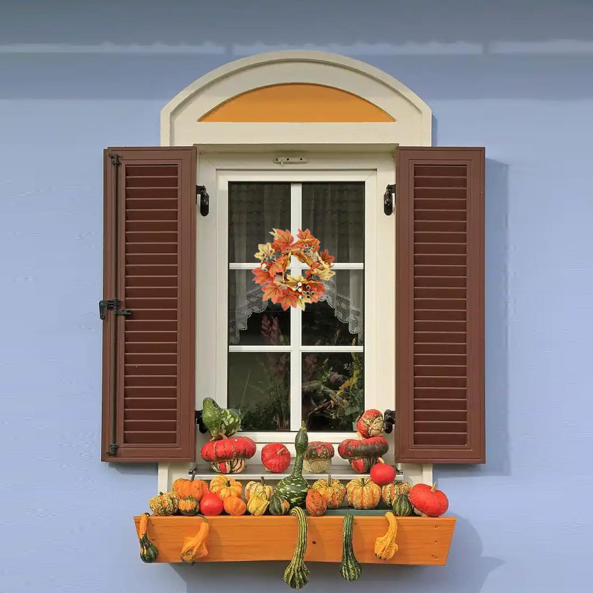 2pcs 9.8" Candle Rings Artificial Flower Wreath Autumn Harvest Maple Leaf with Ginkgo Fall Thanksgiving Table Centerpiece Front Door Harvest Festival Home Decor