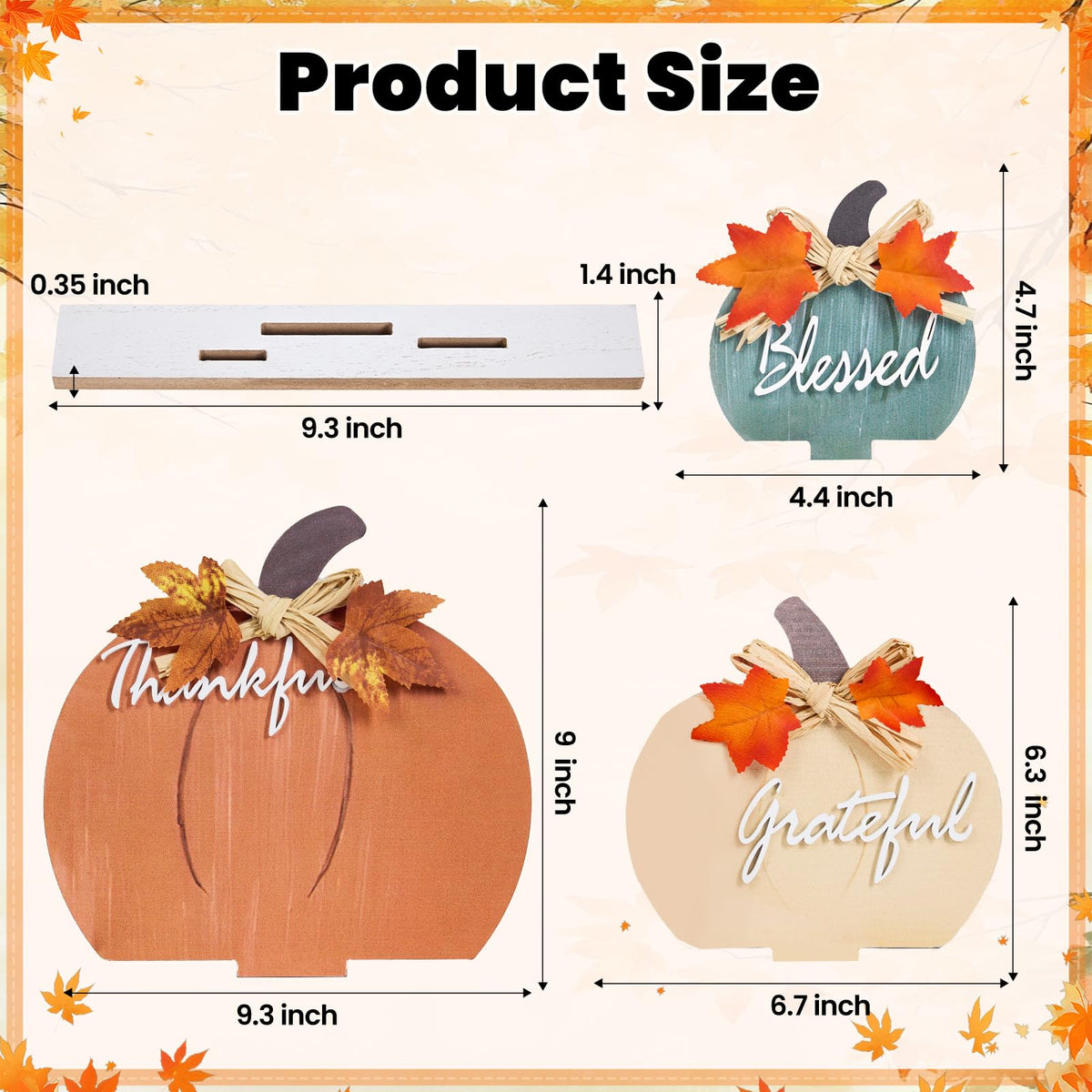 LXDNBGO Fall Pumpkin Decor, Thanksgiving Fall Decorations for Home, Farmhouse Wooden Pumpkin Autumn Decor, Thanksgiving Decorations Sign for Table Office Desk Mantle