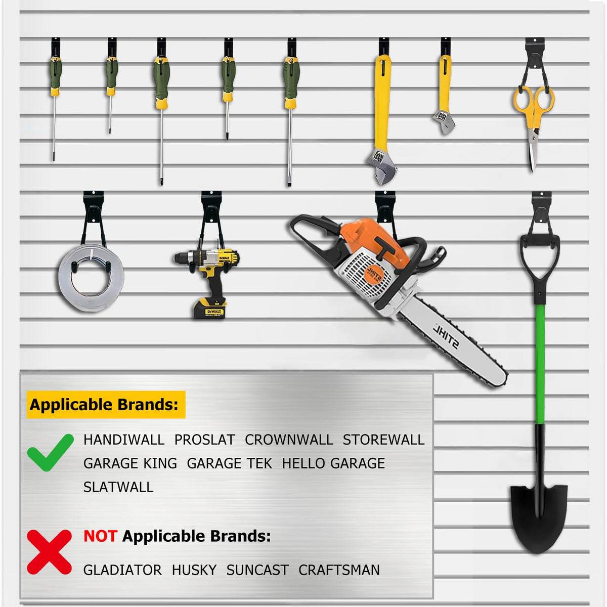 KOFANI Slatwall Accessories, 22 Pack Heavy Duty Steel Slatwall Hooks, Multi-Size Slat Wall Hanging Hooks for Ladders, Bikes, Garage and Garden Tools (ProSlat & Slatwall Panel Compatible)