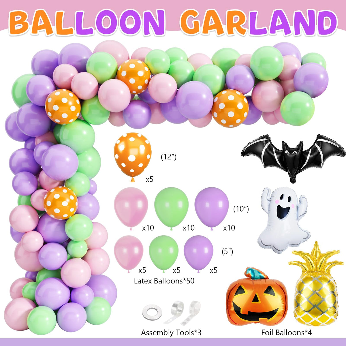 91Pcs Summerween Decorations Set - Summer Halloween Party Decorations with Happy Summerween Banner, Ghost Pineapple Balloons, Honeycomb Balls & Swirls - Spooky Summer Party Supplies for Birthday