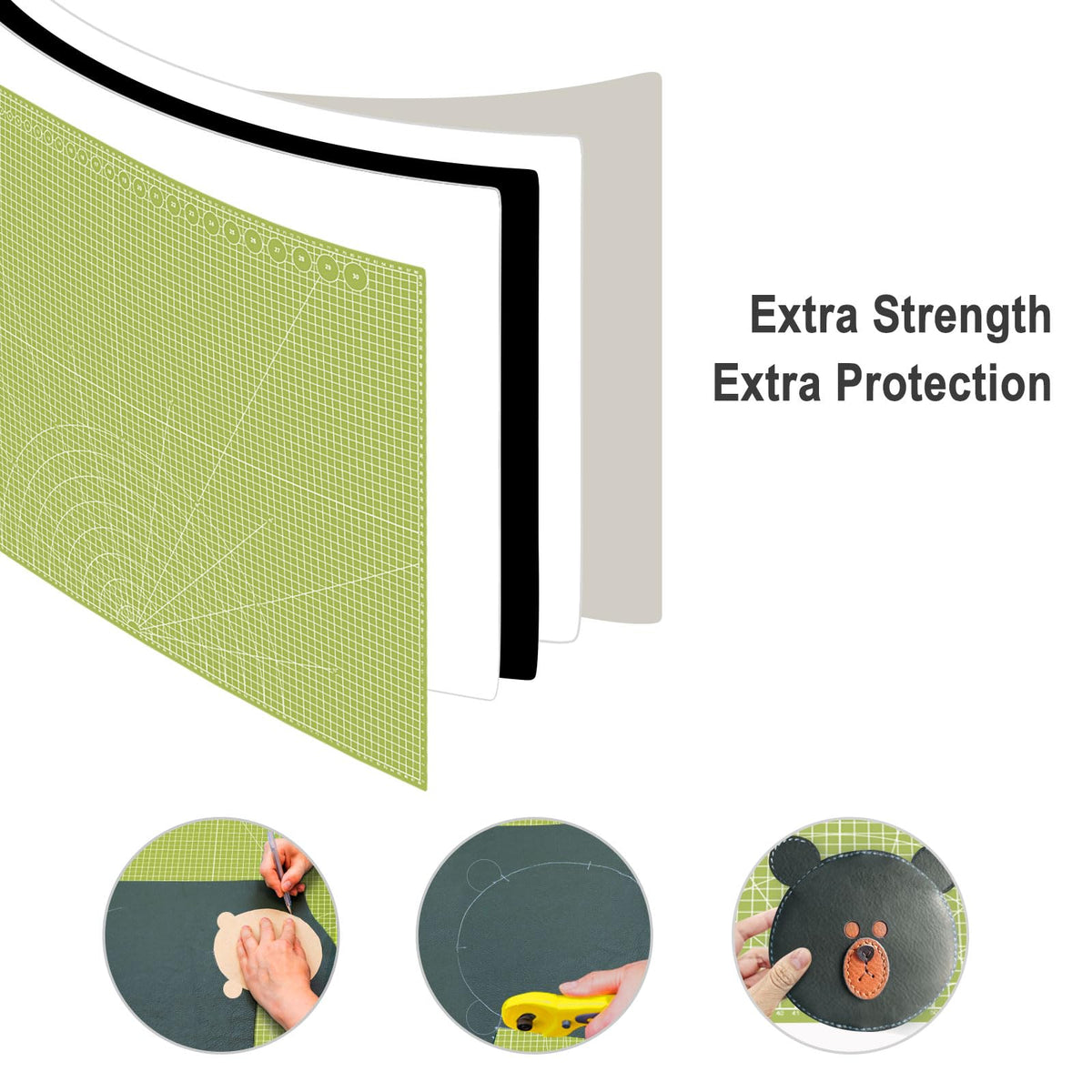 24" x 36" Self Healing Cutting Mat: Double Sided Sewing Cutting Mat Craft Supplies A1 Size for Quilting, Crafts Arts, and Fabric Grey & Green Design (Grey & Green)