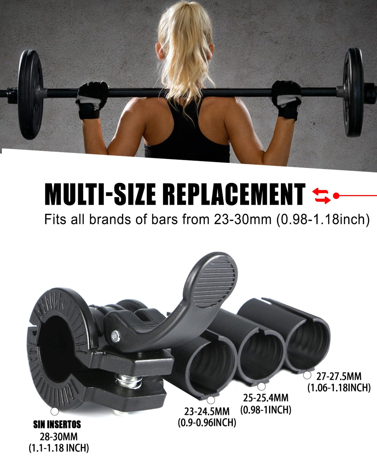 ZY-HUAN Barbell Clips 1 inch Barbell Clamps 0.9-1.18inch Quick Release Weight Clips for Bars Multi-Size Adjustable Olympic Barbell Clamps