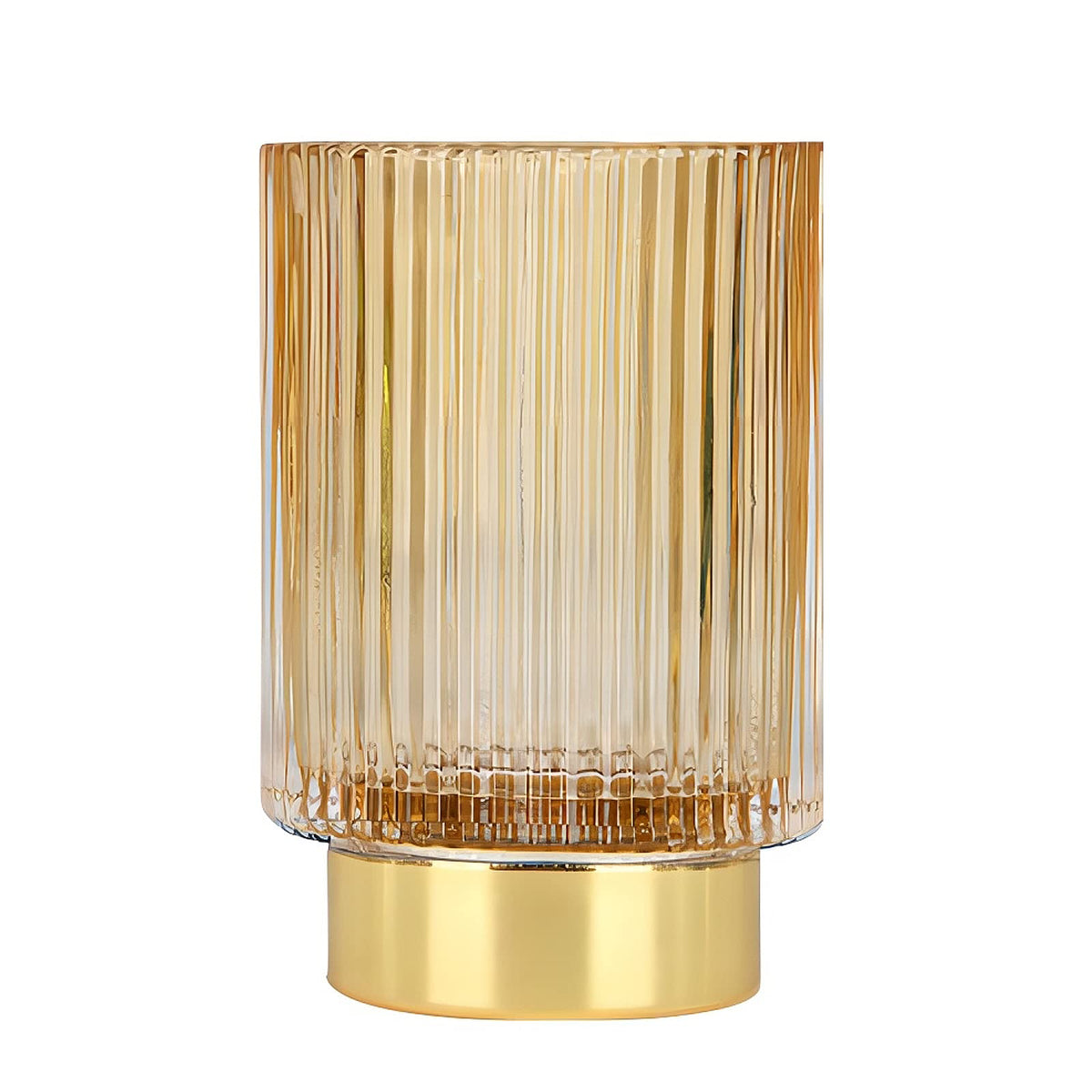 DASITON Makeup Brush holder Organizer,Crystal Cosmetic Makeup Brush Glass Brushes Storage Holder, Vintage Make Up Brush Cup Pen Pencil Holder striped vase(Coffee L)