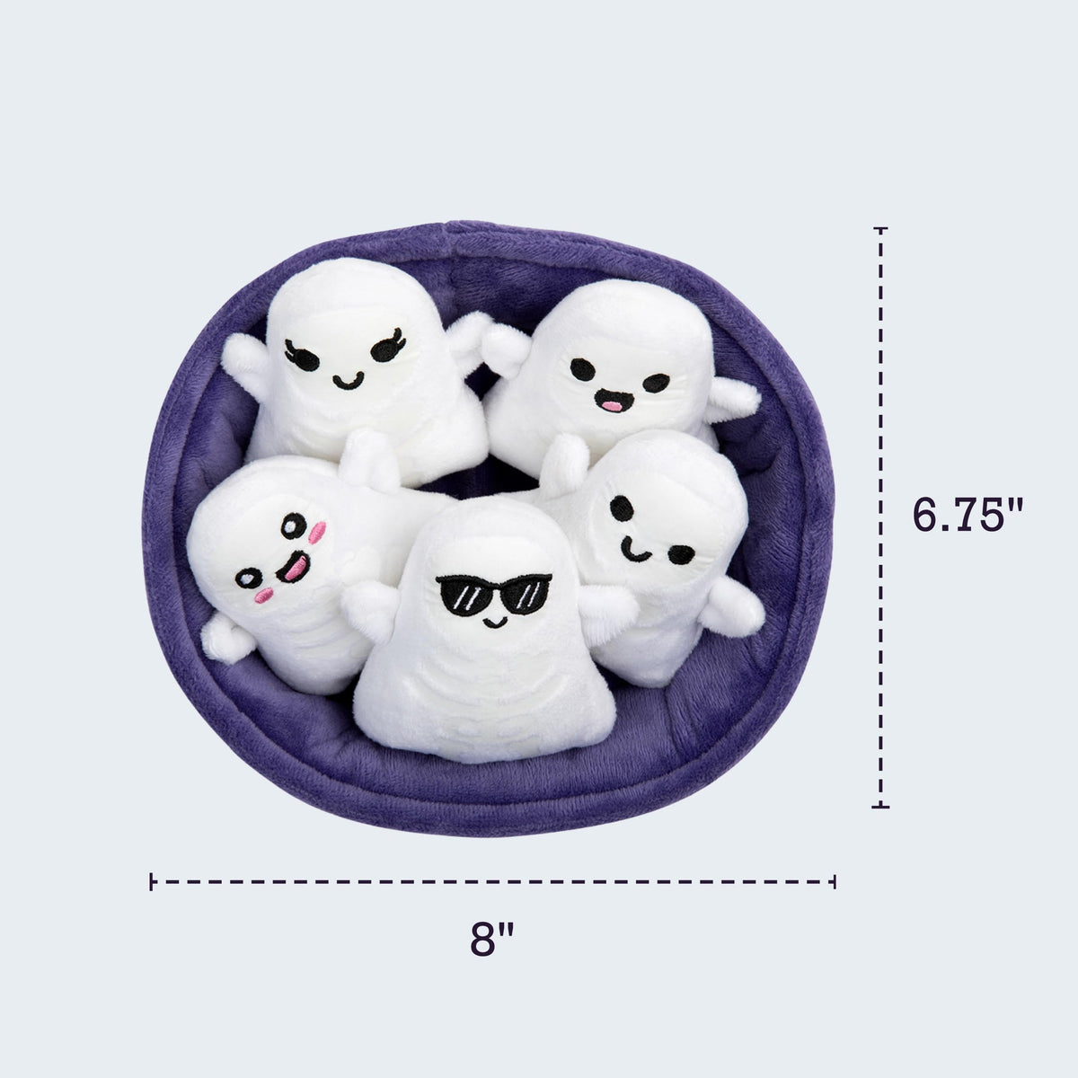 Emotional Support Ghosts by Relatable, Cuddly Plush Collectibles and Cute Stuffed Animals, Spooky Halloween Ghost Plushies and Fun Trick or Treat Toys, Includes 5 Plushies with Carrying Basket
