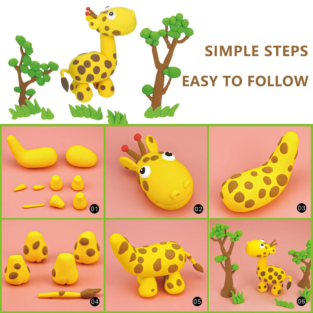 Cutedeer Air Dry Clay Kit, 36 Colors Modeling Clay for Kids, Soft Squishy Molding with Sculpting Tools and Tutorials, Arts Crafts Gift for Boys Girls