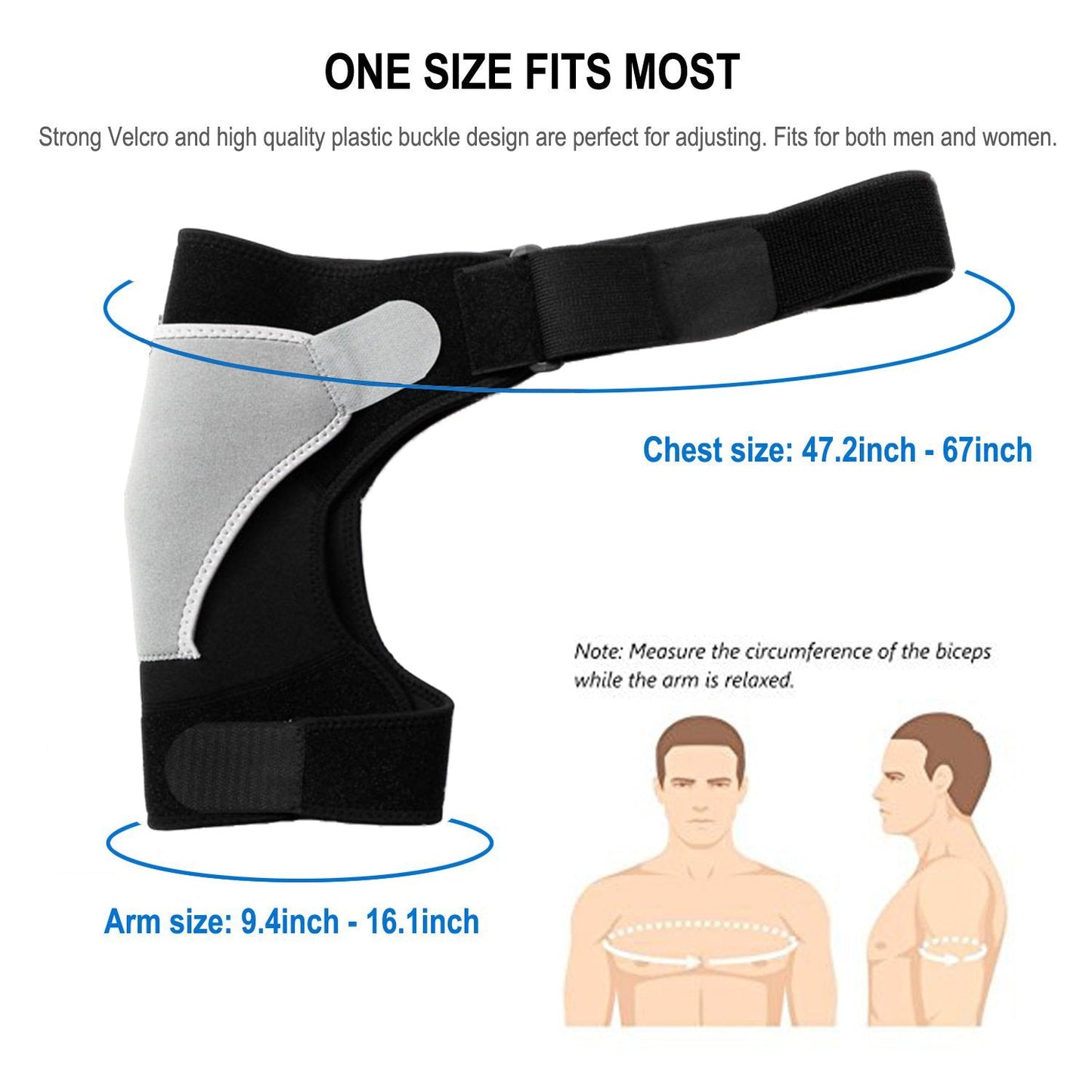 Shoulder Stability Brace Adjustable Shoulder Support with Pressure Pad, Light Breathable Neoprene Rotator Cuff Shoulder Support for Sport, Dislocated AC Joint, Labrum Tear, Shoulder Pain - Left