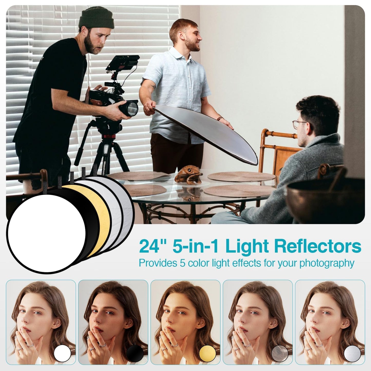 EMART 8.5 x 10 ft Backdrop Support System, Professional Photography Lighting Kit with 5500K 50W LED, 6 * 9ft Backdrop *3, Reflector,Umbrellas&Softbox Lighting Kit for Studio, Portrait, Video Shooting