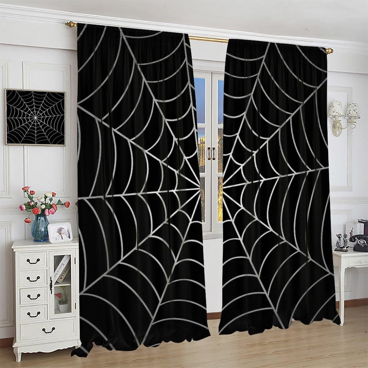 Yearn Jear Super Hero Spider Web Boys Black Window Curtains for Kids Baby Room Bedroom Home Office Decor Decorations 42 x 45 Inch Decor