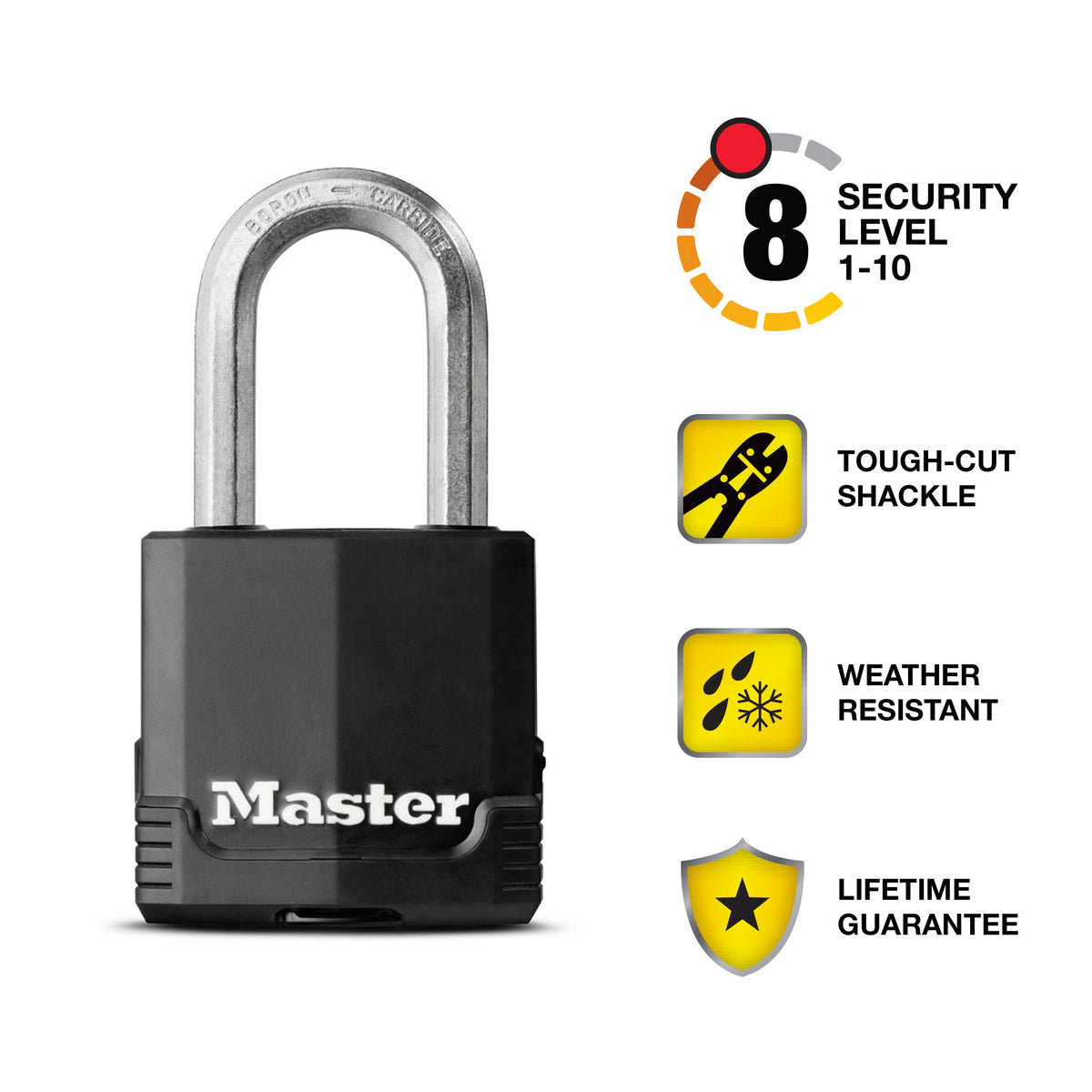 Master Lock Magnum Heavy Duty Outdoor Padlock with Key, Weather Resistant Body and Cut Safe Shackle Make Lock Perfect for Fences, Gates, Sheds, 2 Pack, M115XTLF, Black