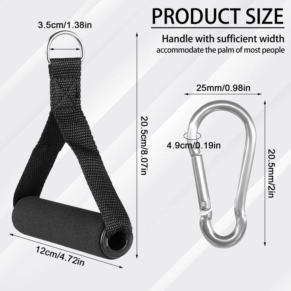 BLMHTWO 4PCS Resistance Band Handles, Heavy Duty Gym Handles Rope Exercise Handle with 4 Carabiners, Workout Handle for Cable Machine Attachment (Black)