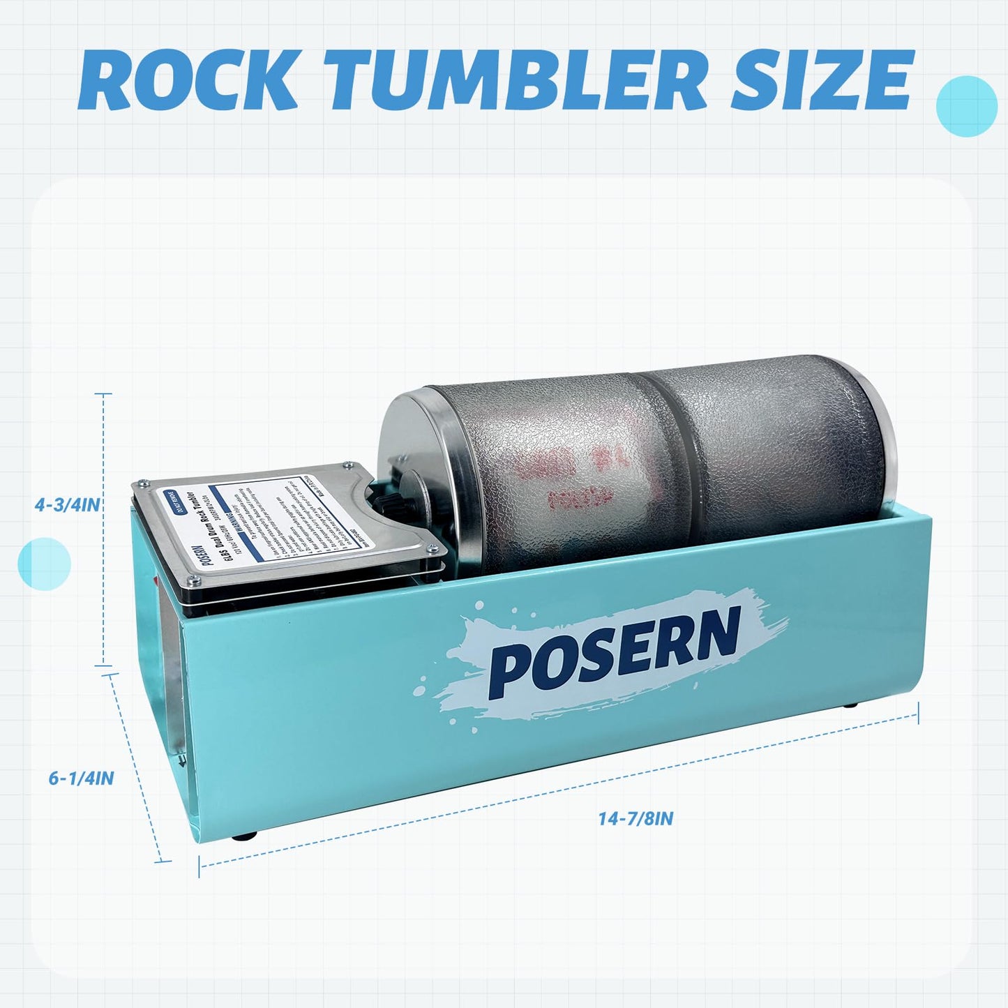6LBS Rock Tumbler-Complete Tumbling Kit with Double Transparent Drums for Seperate Polishing Tasks-Comes with Rough Rocks, Grits and Tools-Great for Tumbling Jobs