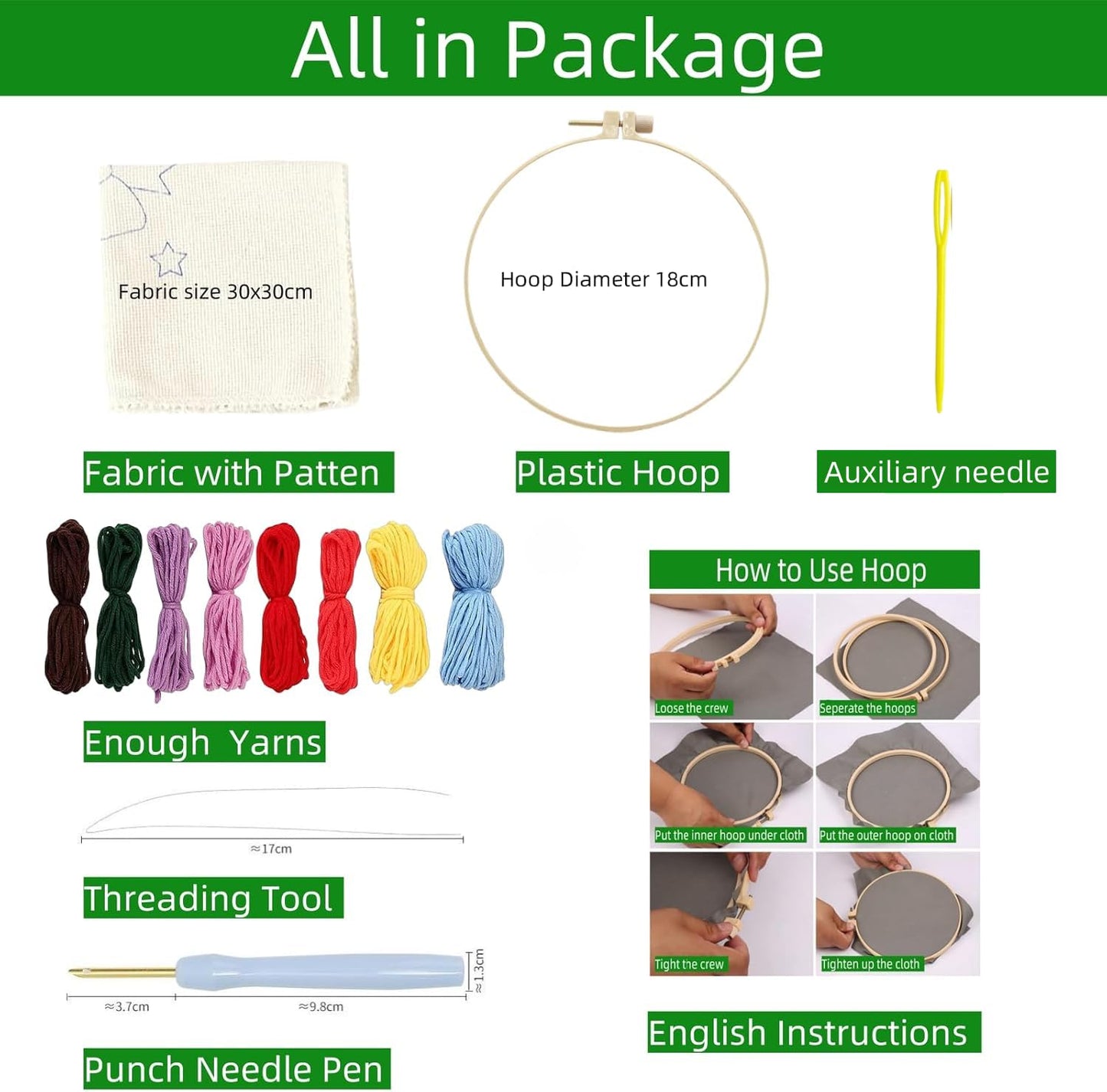 Punch Needle Kit for Beginners, Punch Stitching Kit for Adults, Needle Punch Kits for Adults, Snow and Birds Embroidery Set for DIY Art Crafts