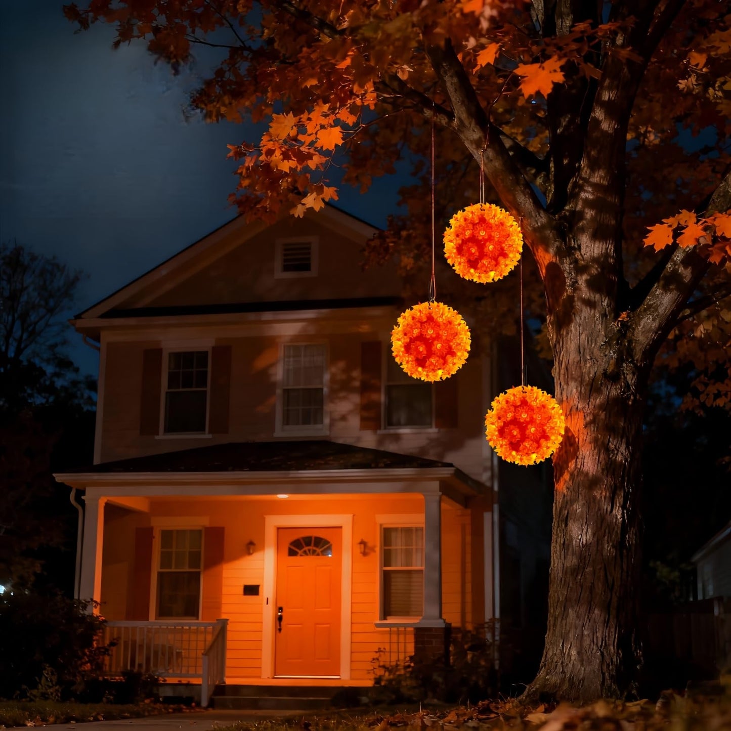 JinBest 6“ Orange Starlight Sphere Lights, Commercial Grade LED Sphere Light, for Indoor Outdoor Halloween Party.