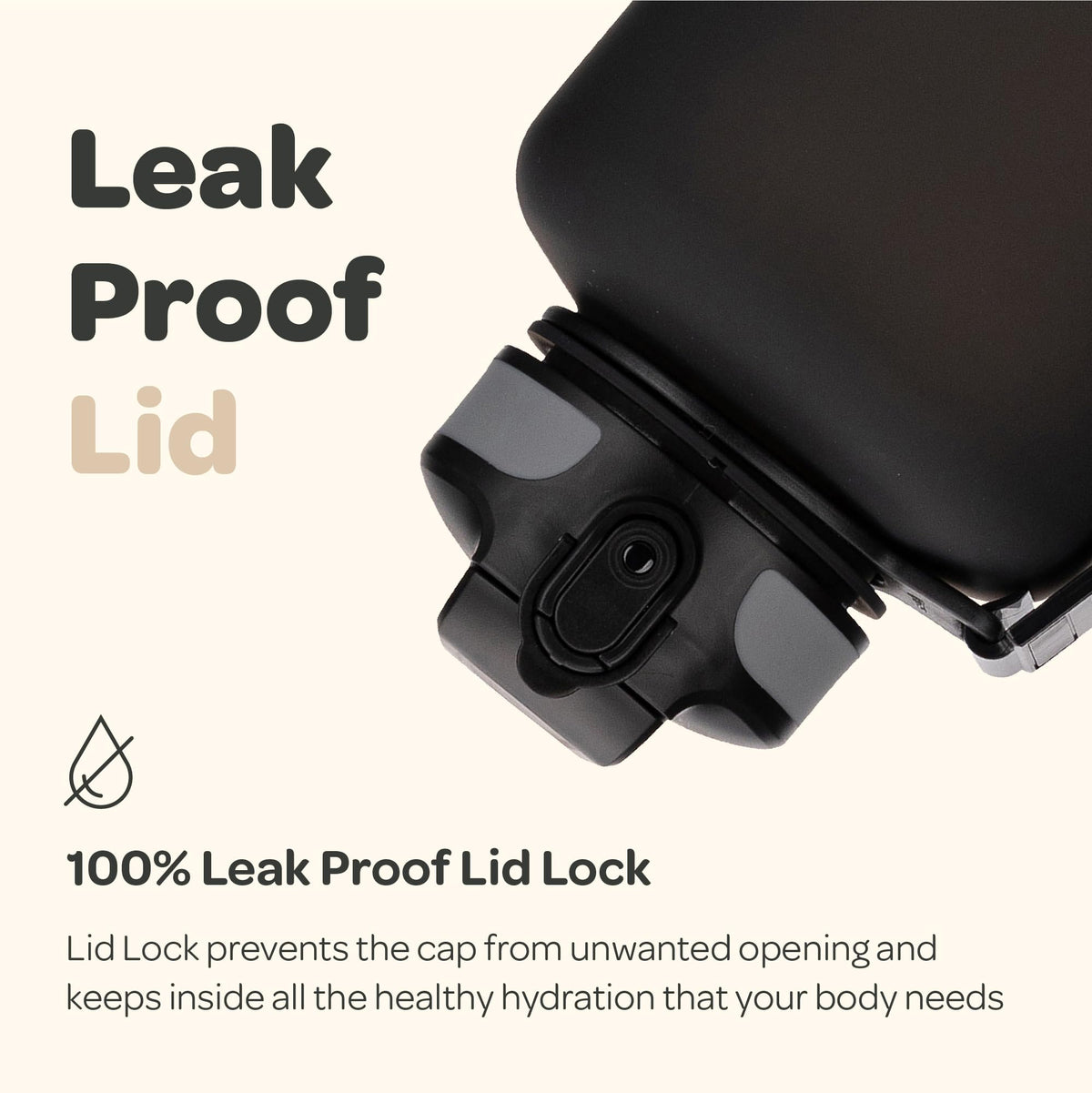 Hydracy 2L Large Water Bottle, Shatterproof, BPA Free Tritan Plastic, Leakproof, Zero Condensation, With Detachable Carry Strap, Spillproof Lid, Convenient Silicon Spout, Ideal for Gym, Yoga