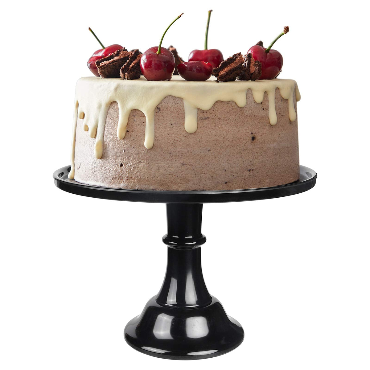 KLASKWARE Round Cake Stand Black 11" Melamine Cake Display Stand Dessert Cupcake Display Tray for holiday,Graduation,Wedding,Birthday,Party,Baby Shower,Anniversary,Ceremony,Christmas