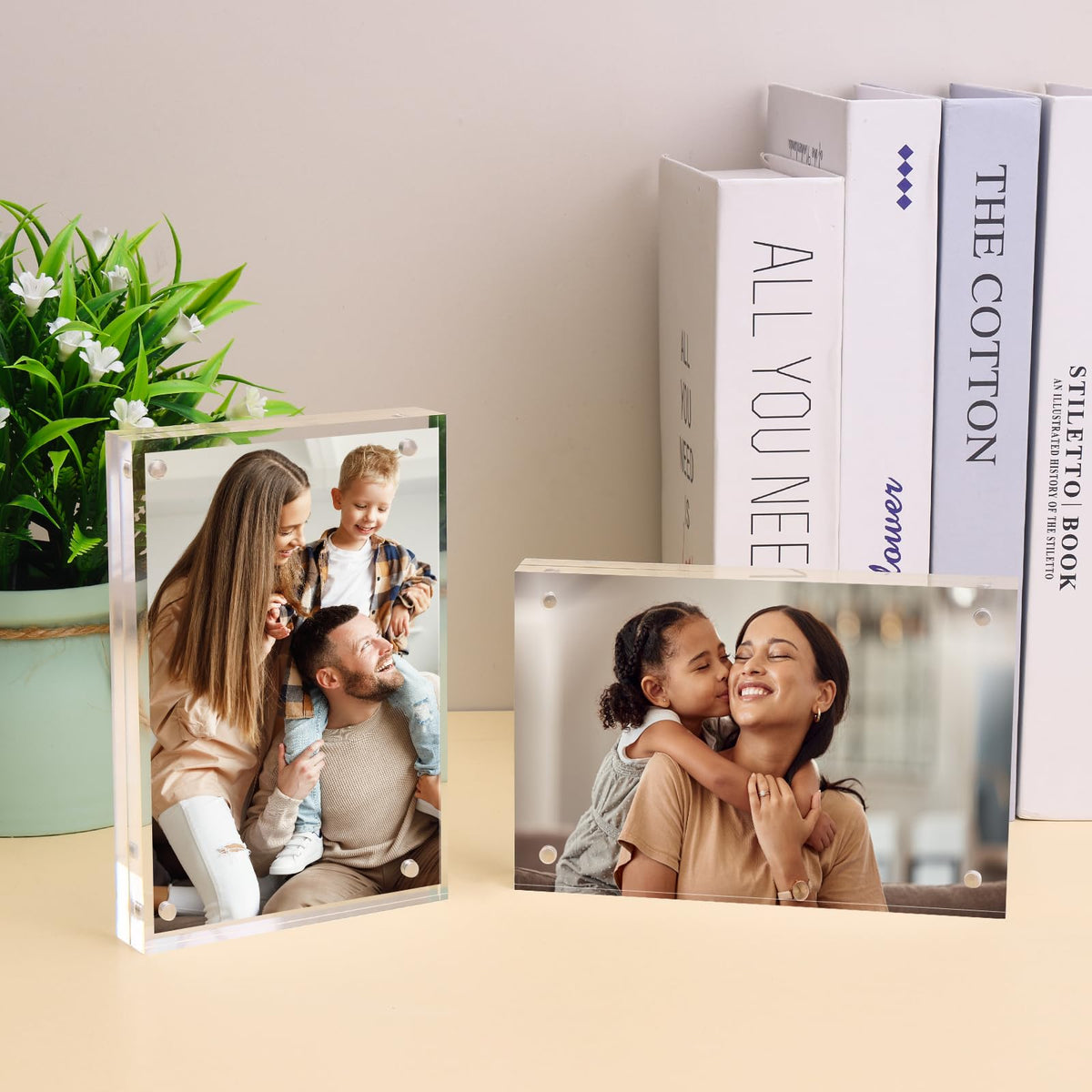 Fixwal 4x6 Picture Frame, 6 Pack Acrylic Frames, Clear Double Sided Photo Frame with Magnetic Desktop