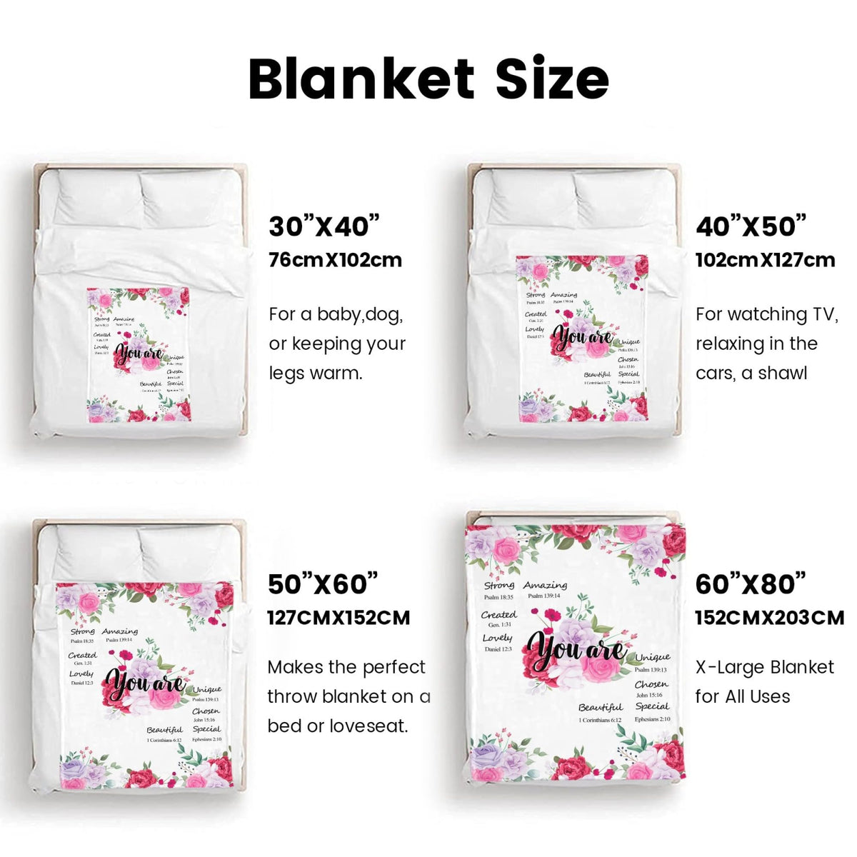 QDVXZA Christian Gifts for Women, Soft Throw Blanket with Flowers and Bible Verse, Cozy Flannel Spiritual Blanket for Couch, Inspirational Gifts for Sister, Friend, Daughter, Halloween Decor,50"x 60"