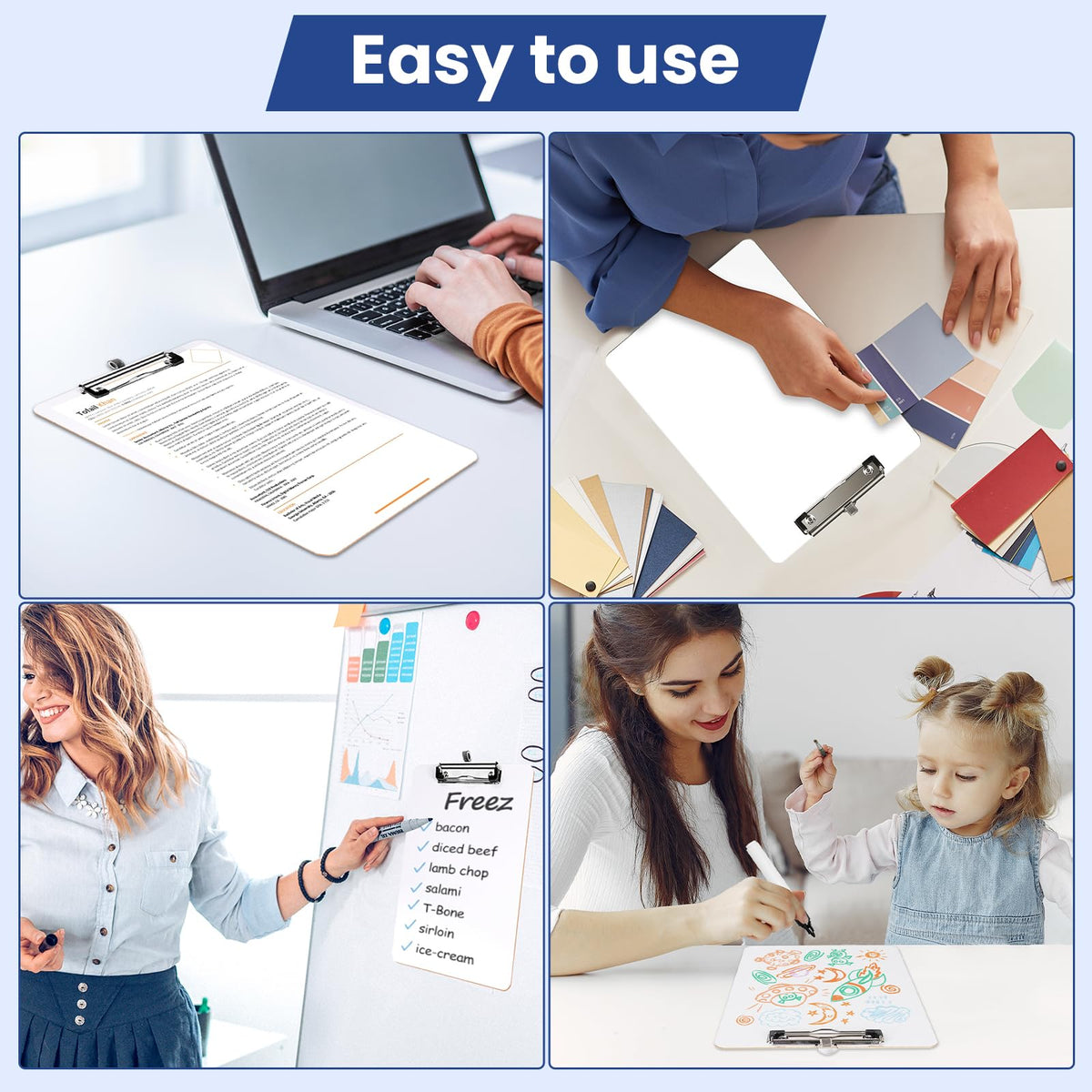 Juvealoe Dry Erase Clipboard with Pen Holder, 8.5 x 11 Double-Sided White Boards for Classroom, Teacher, Students, Kid. Size 9 x 12.5 in, School & Home Supply(Pack of 10)
