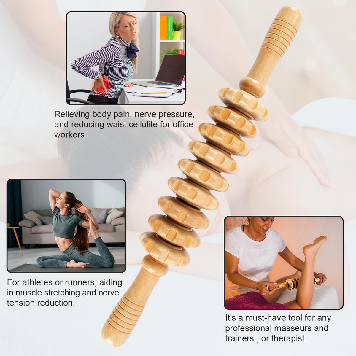 KintKita Wood Therapy Massage Tools,Wooden Massager Stick Roller Lymphatic Drainage Tool,Maderoterapia Kit Self Massage Roller Tool for Cellulite Reduction,Muscle Tension and Body Shaping,Contouring