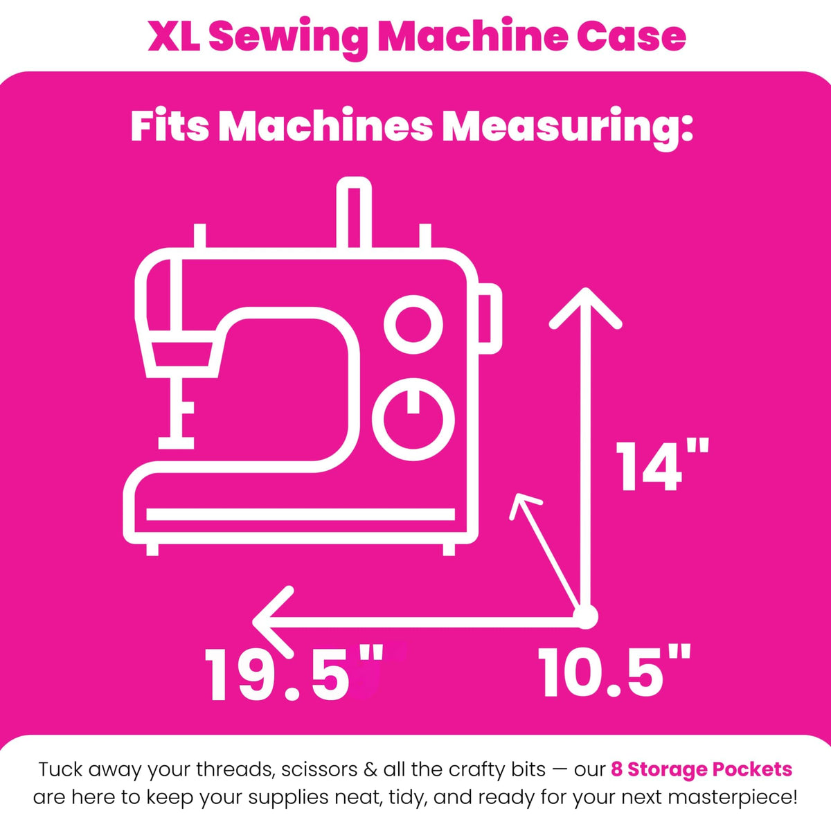 Everything Mary XL Rolling Sewing Machine Case – Heather Grey Craft Bag with 4 Wheels – Collapsible Organizer Compatible with Brother, Singer & Most Sewing Machines