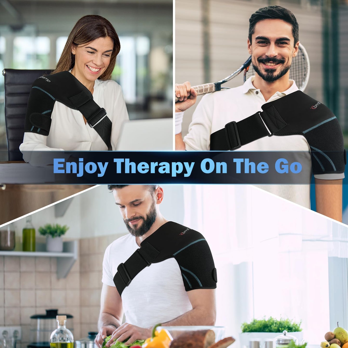 Comfytemp Shoulder Ice Pack Wrap Shoulder Brace, Gel Cold Compression Sleeve for Injuries Reusable Arm Rotator Cuff Pain Relief, Recovery Items for Women Men, 1 Gel Ice Pack