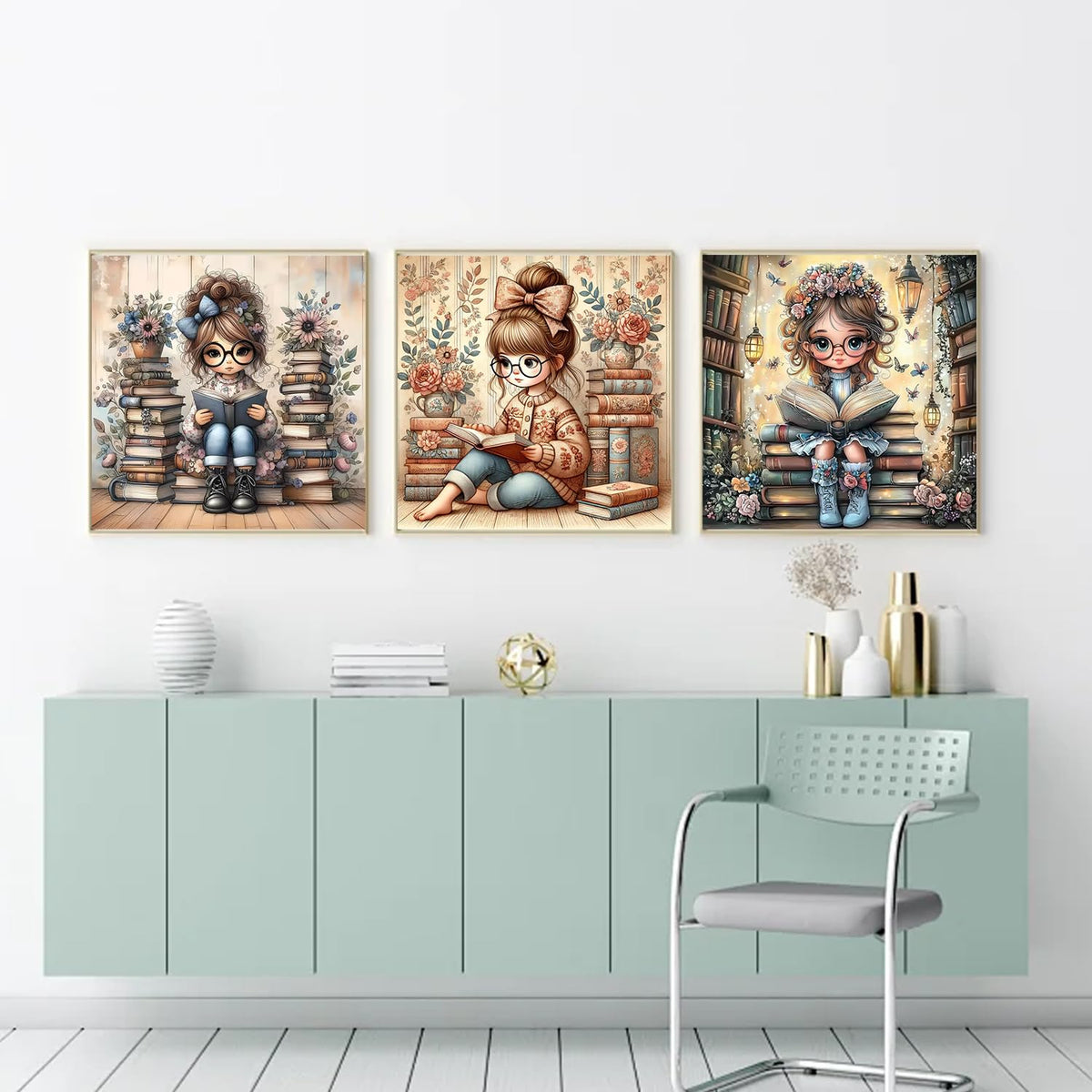 EIBEILI 3 Pack Diamond Painting Kits for Adults, Reading Book Diamond Art Kits DIY 5D Full Drill Books Diamond Dots Paintings with Gem Art and Crafts for Home Decor 12x12 Inch