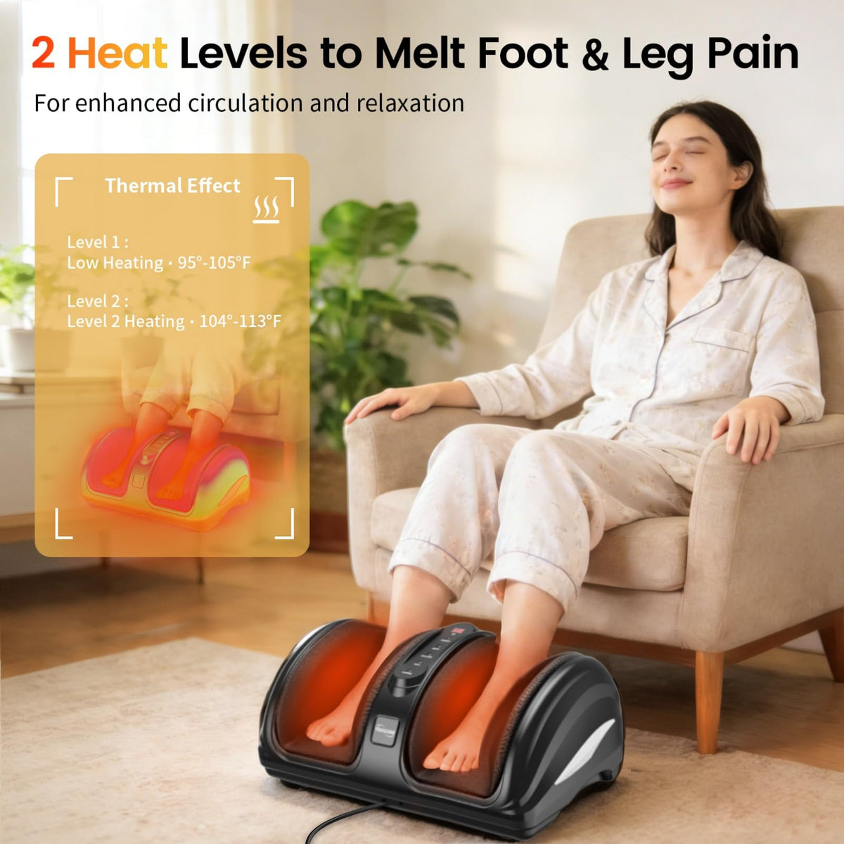 TISSCARE Foot Massager for Neuropathy: Shiatsu Feet Massager with Heat for Plantar Fasciitis, Pain Relief, Circulation, Deep Kneading Relaxation Massage for Women Men