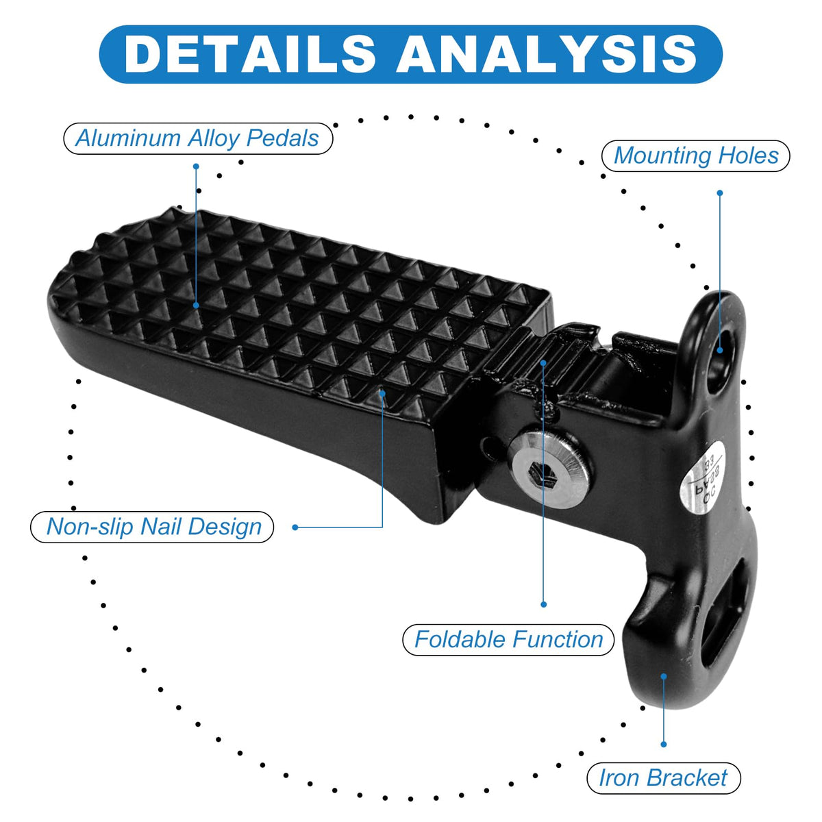 1 Pair Bike Rear Pedals Mini Folding Bike Foot Pegs Stable Bicycle Rear Pedals for Mountain Bike Electric Bike