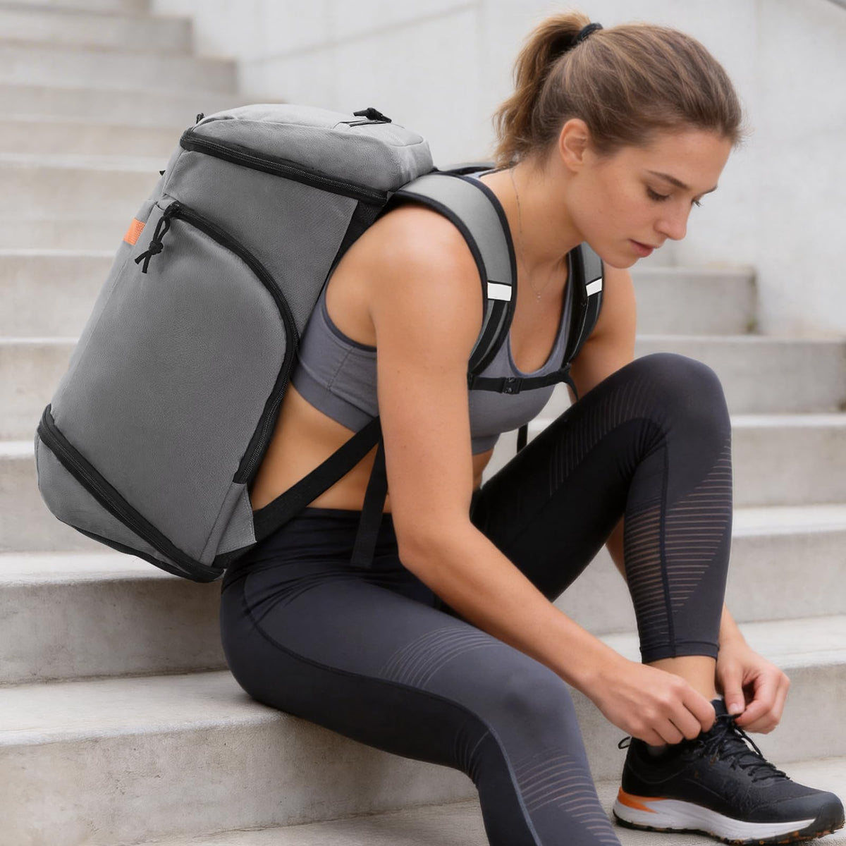 MIER Gym Backpack for Men Women, 35L Basketball Backpack with Shoe Compartment & Wet Pocket Waterproof Sports bag for Travel Workout, Gray