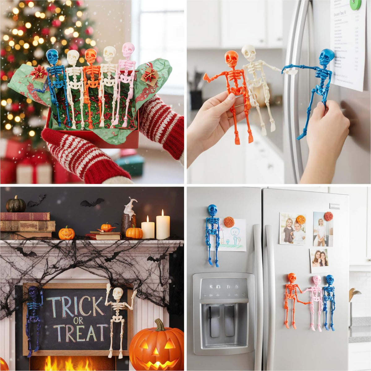 Funny Fridge Magnets 5pcs 3D Printed Skeleton Magnets for Locker and Office Posable Articulated Mini Skull Refrigerator Decorations Gothic Easter Room Decorations 7 Inches (Pink)