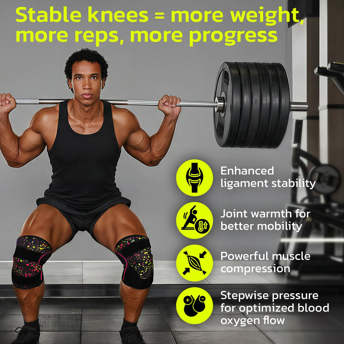 aoFIT Knee Brace (1 Pair) Adjustable Strap 7mm Neoprene Knee Compression Sleeve Knee Support for Men Women for Training & Fitness, Weightlifting, Onyx XX-Large