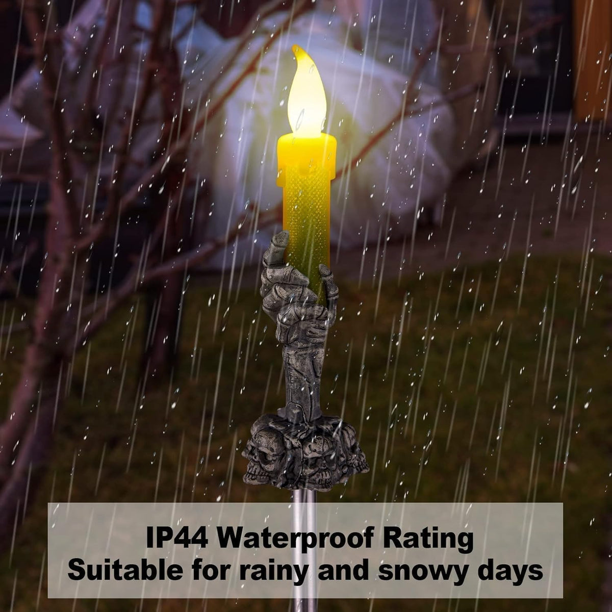 ILLUMINEW Halloween Pathway Lights, 5 Pack Candle Skull Hand Candle Holder, Waterproof Solar Halloween Led Lights, Indoor and Outdoor Party Home Garden Porch Decoration