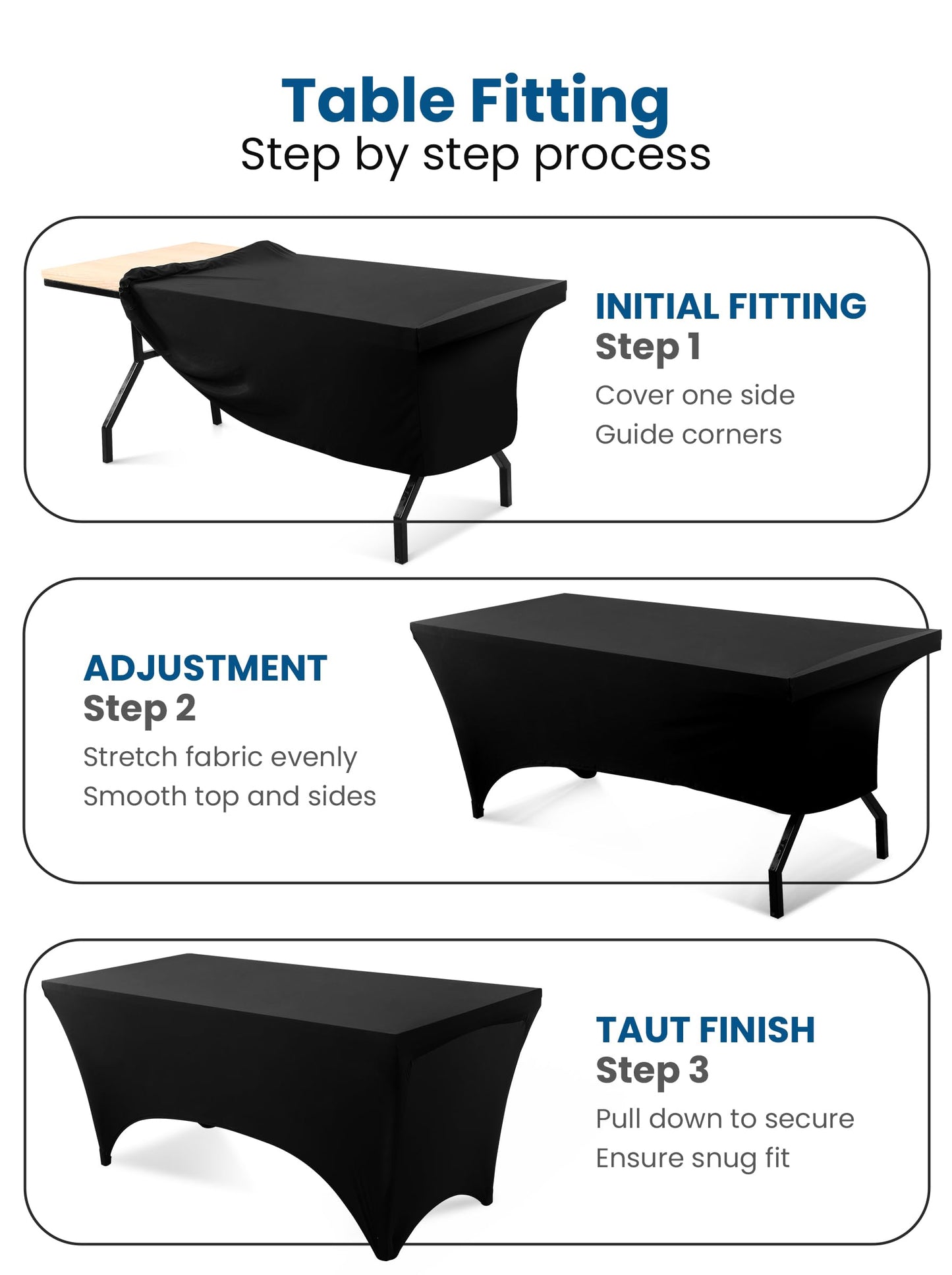 Utopia Kitchen Spandex Tablecloth 2 Pack [6FT, Black] Tight, Fitted, Washable and Wrinkle Resistant Stretch Rectangular Patio Table Cover for Event, Wedding, Banquet & Parties [72Lx30Wx30H Inch]