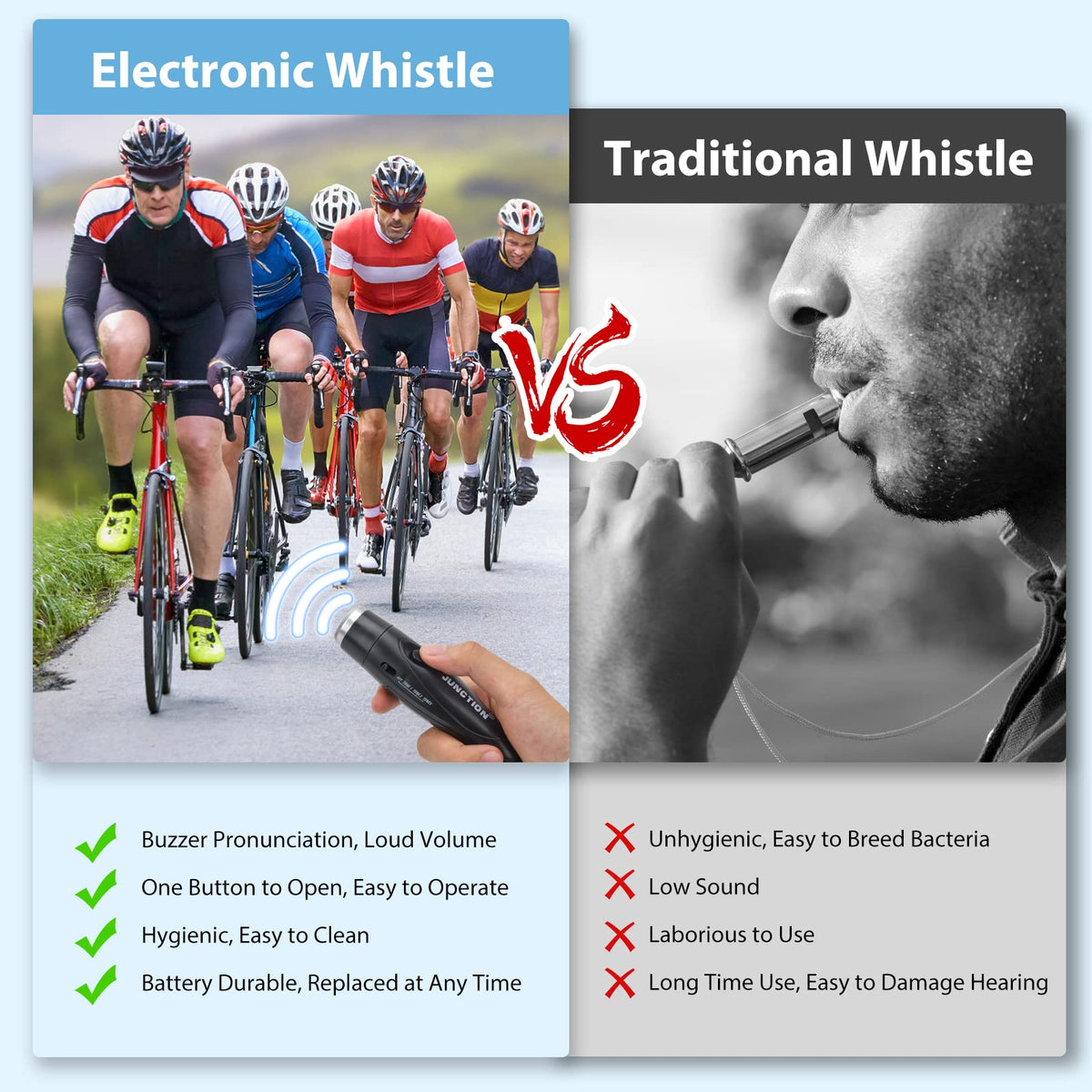 Xflyee [4 Pack Box] Electronic Whistles, Loudest Electric Whistles 3 Tones High Volume Whistle Hand Held for Coaches Referees Training Whistle Bulk, Outdoor Hiking Emergency Rescue Whistle Gifts