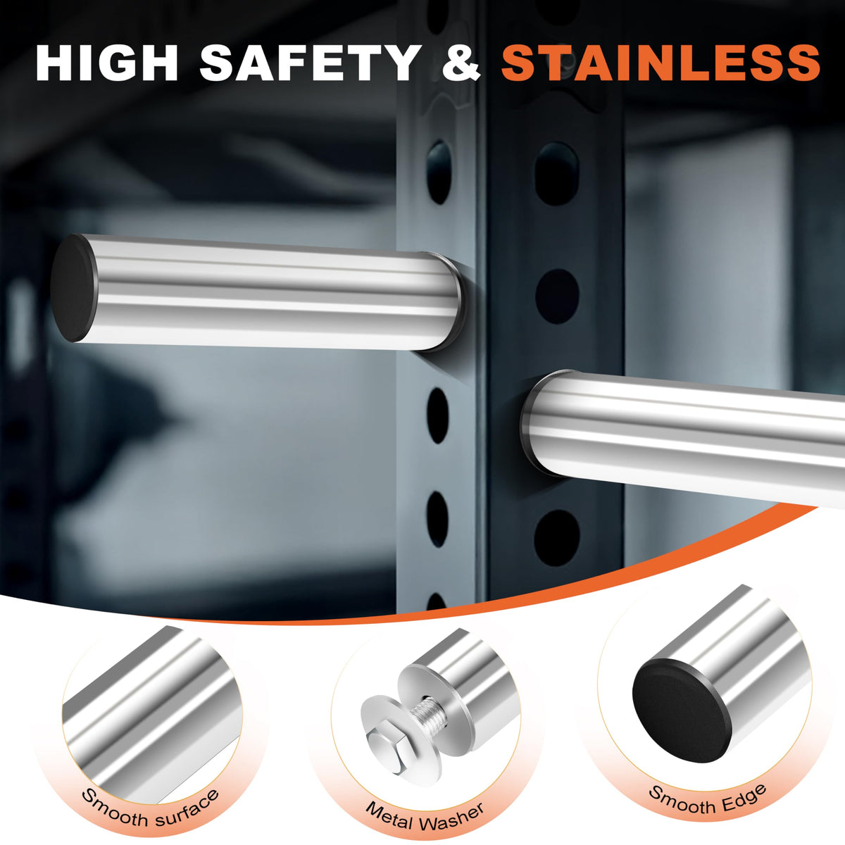 EVERYMATE Stainless Steel Weight Plate Holder - Power Rack & Squat Rack Attachments 2 Inch Olympic Plate Storage Rack for 2x2 3x3 2x3 Power Cage Accessories