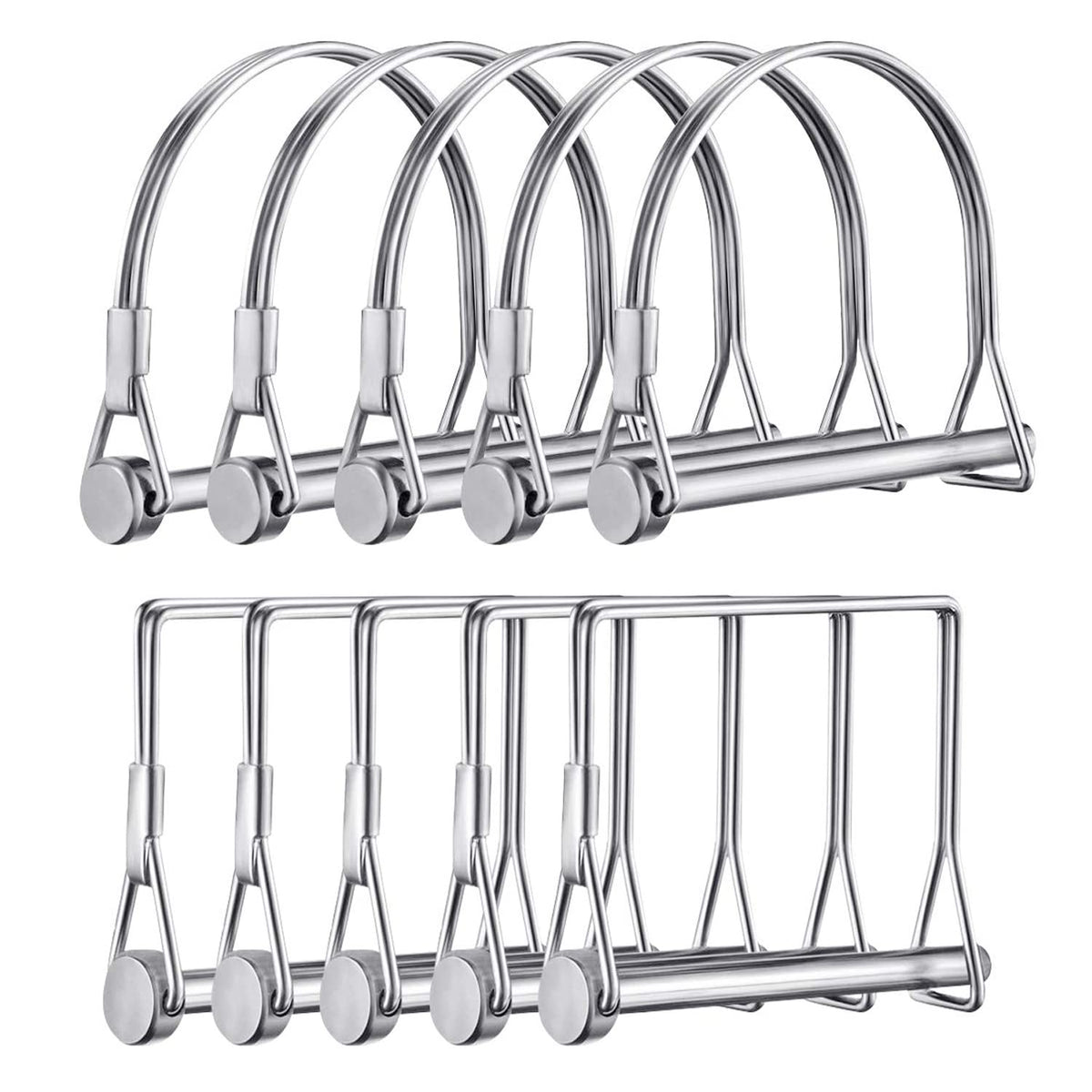 Leadrise 10 Pcs PTO Shaft Locking Pin Safety Coupler Pin 1/4" x 2-3/4" Diamete in 2 Shapes of Square and Arch, Full Marine Grade Carbon Steel (Silver)