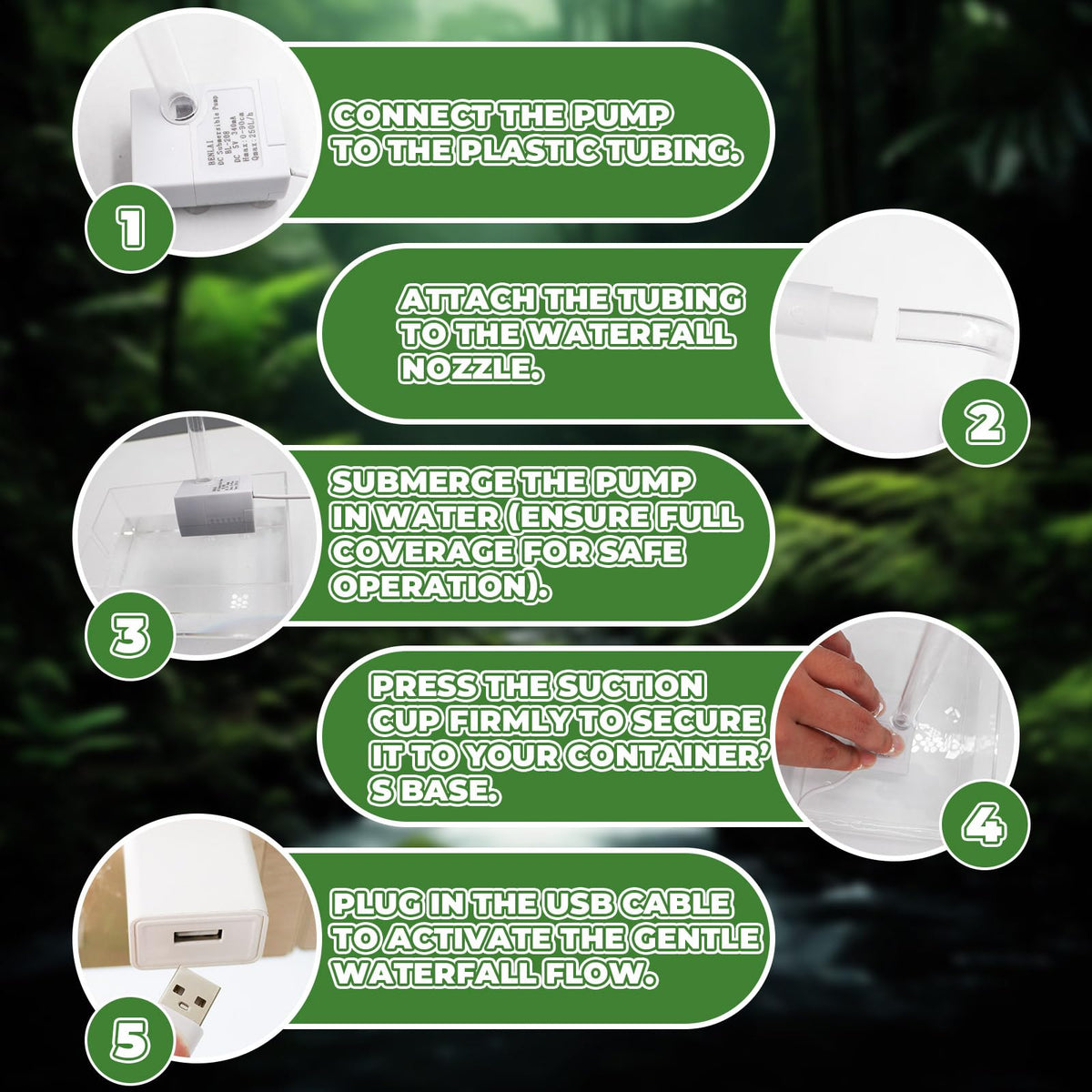 MinrzPet USB-Powered Reptile Shower Kit with Waterfall Fountain & Plush Towel – Bathing Essentials for Bearded Dragons, Frogs & Small Pets
